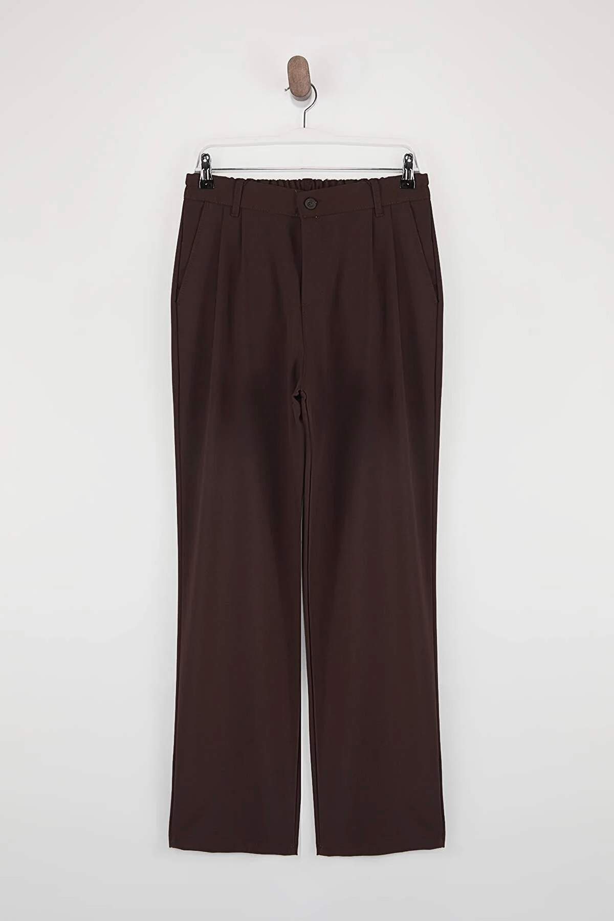 Trendyolmilla  Kahverengi Pileli Beli Lastikli Ütü İzli Baggy Erkek Pantolon TMNSS26PL00025 - Görsel 5