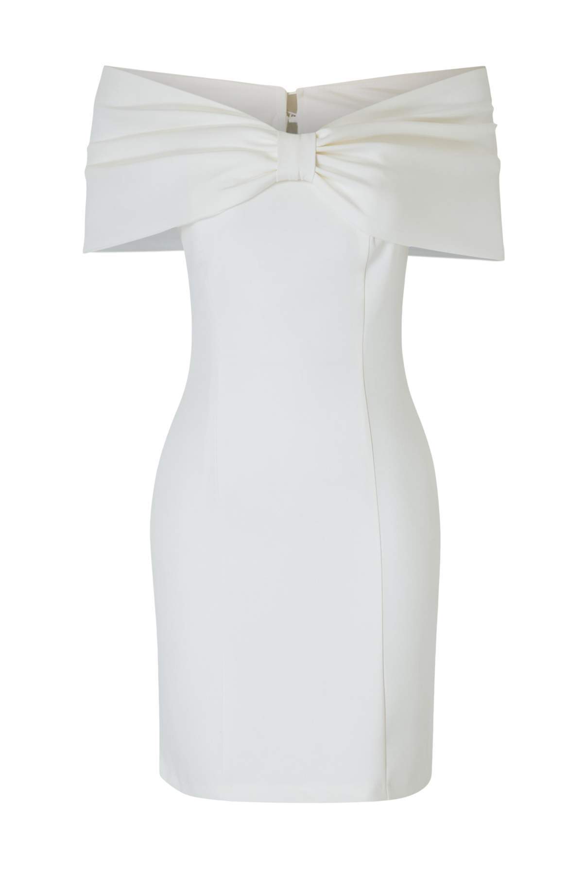 Trendyolmilla  Beyaz Düz Dokuma Finike Kısa / Mini Astarlı Elbise TPRSS26EL00096 - Görsel 3