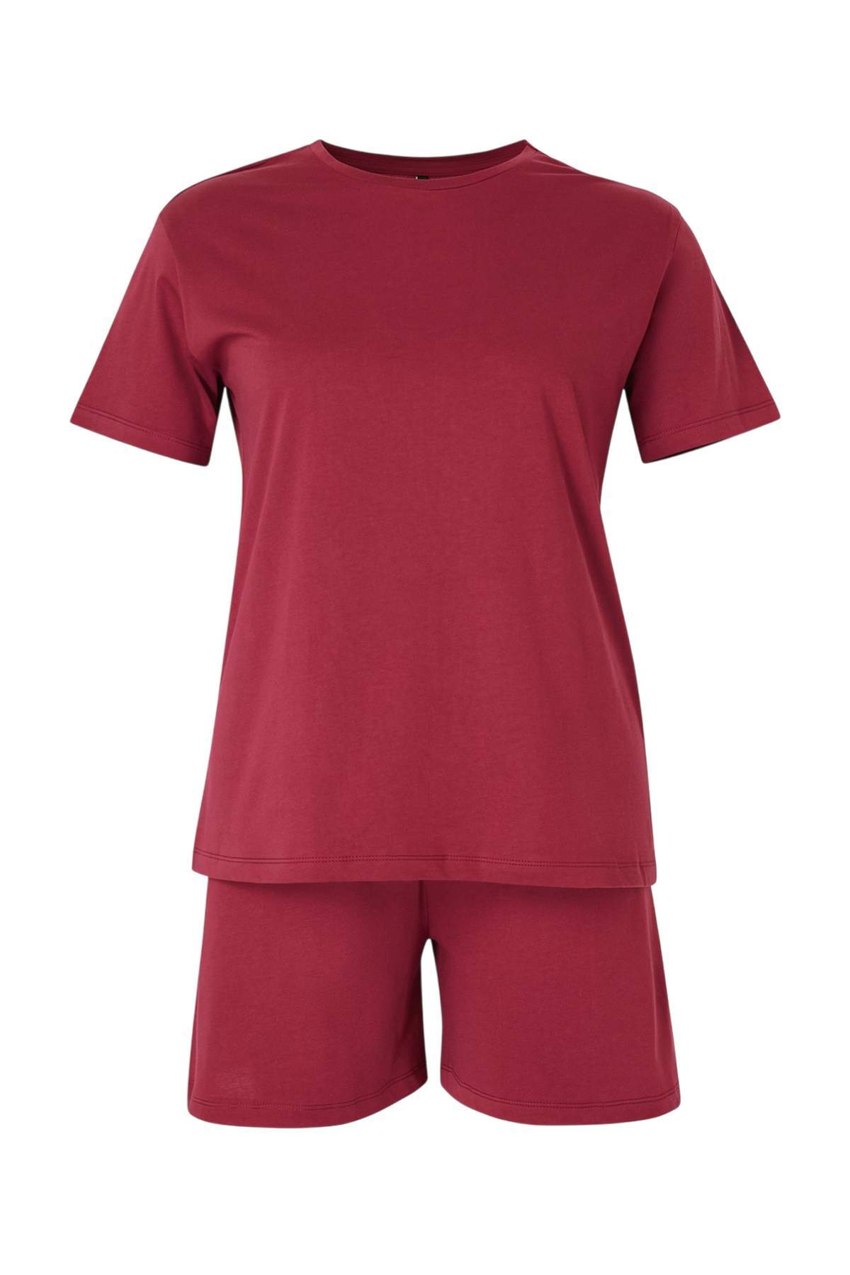 Trendyolmilla Curve Bordo Bisiklet Yaka Örme Pijama Takımı TBBSS22PT0567