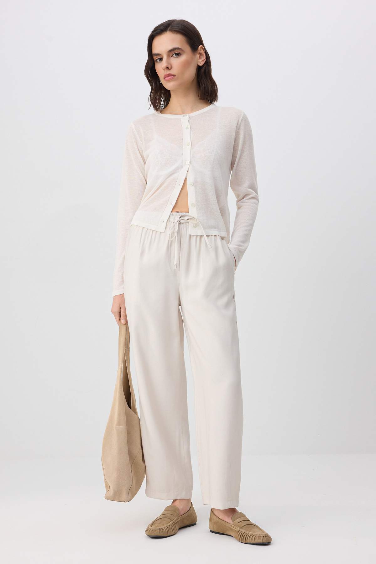 Trendyolmilla  Taş Beli Lastikli Tensel Pantolon TWOSS26PL00070 - Görsel 2