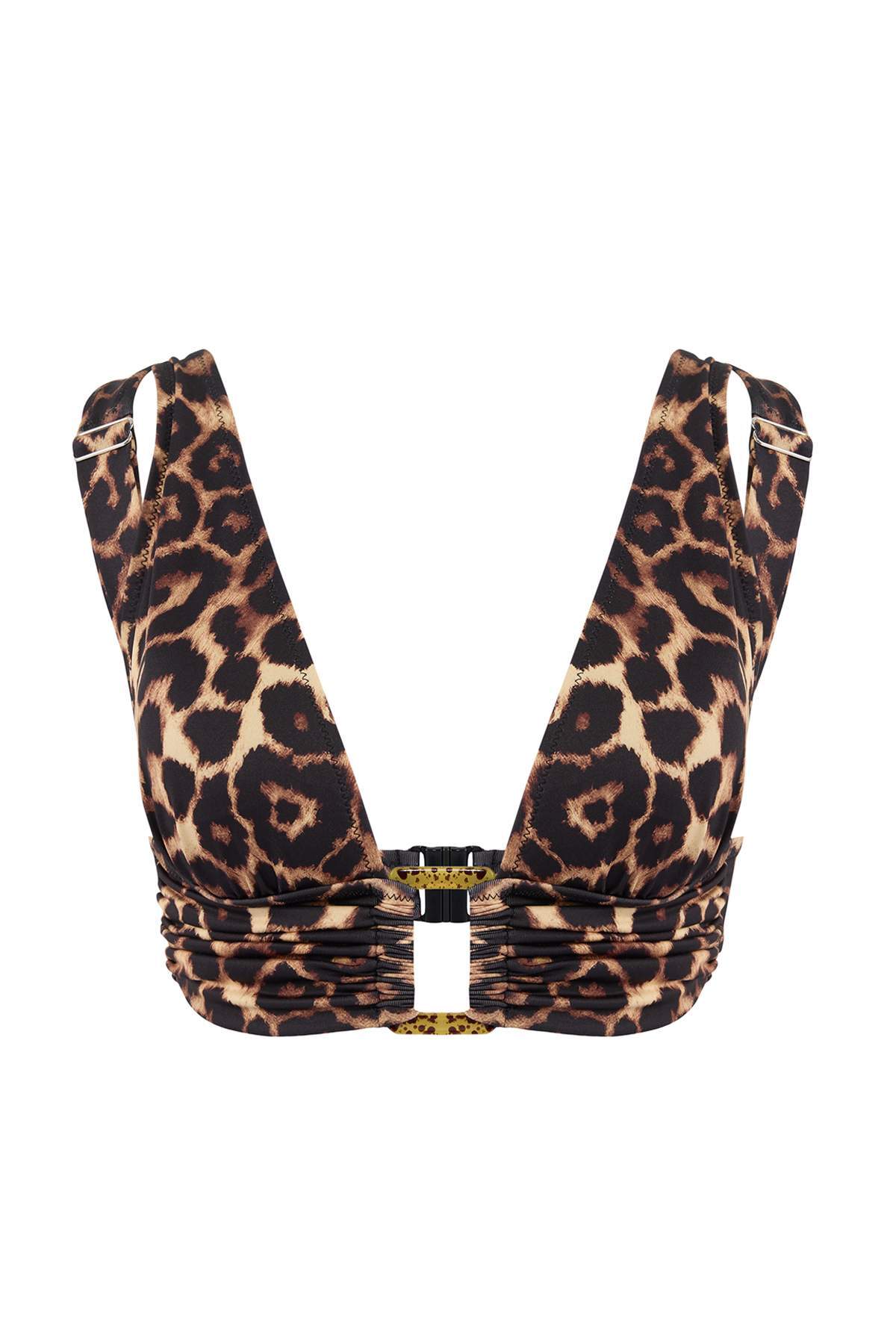 Trendyol Kollektion Dreieckiger Bikini-Oberteil mit Leopardenmuster und Acces...