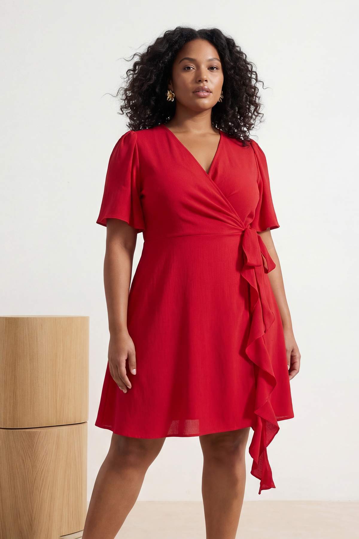 Trendyol Curve Rotes, zweireihiges, gefüttertes, gewebtes Kleid in Übergröße ...