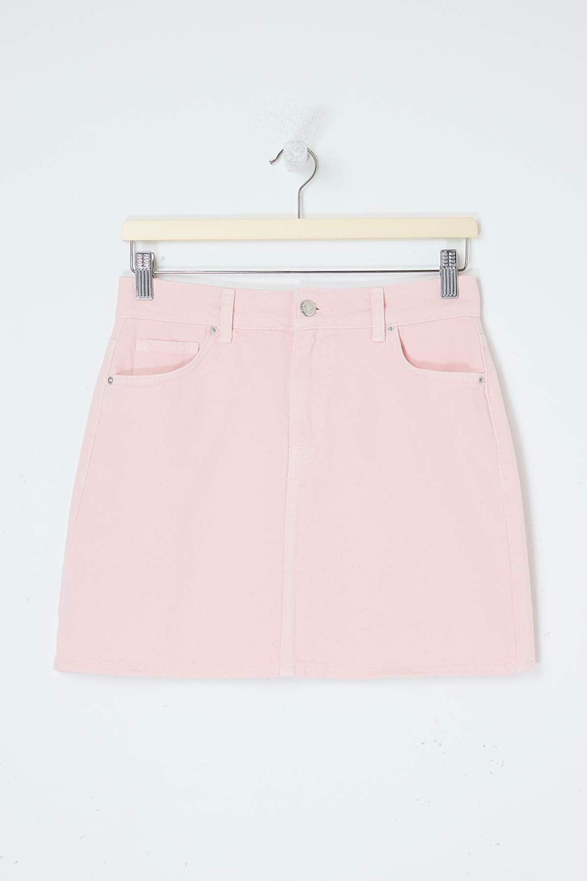 Trendyolmilla  Pembe Mini Denim %100 Pamuklu Etek TWOSS26ET00070 - Görsel 5