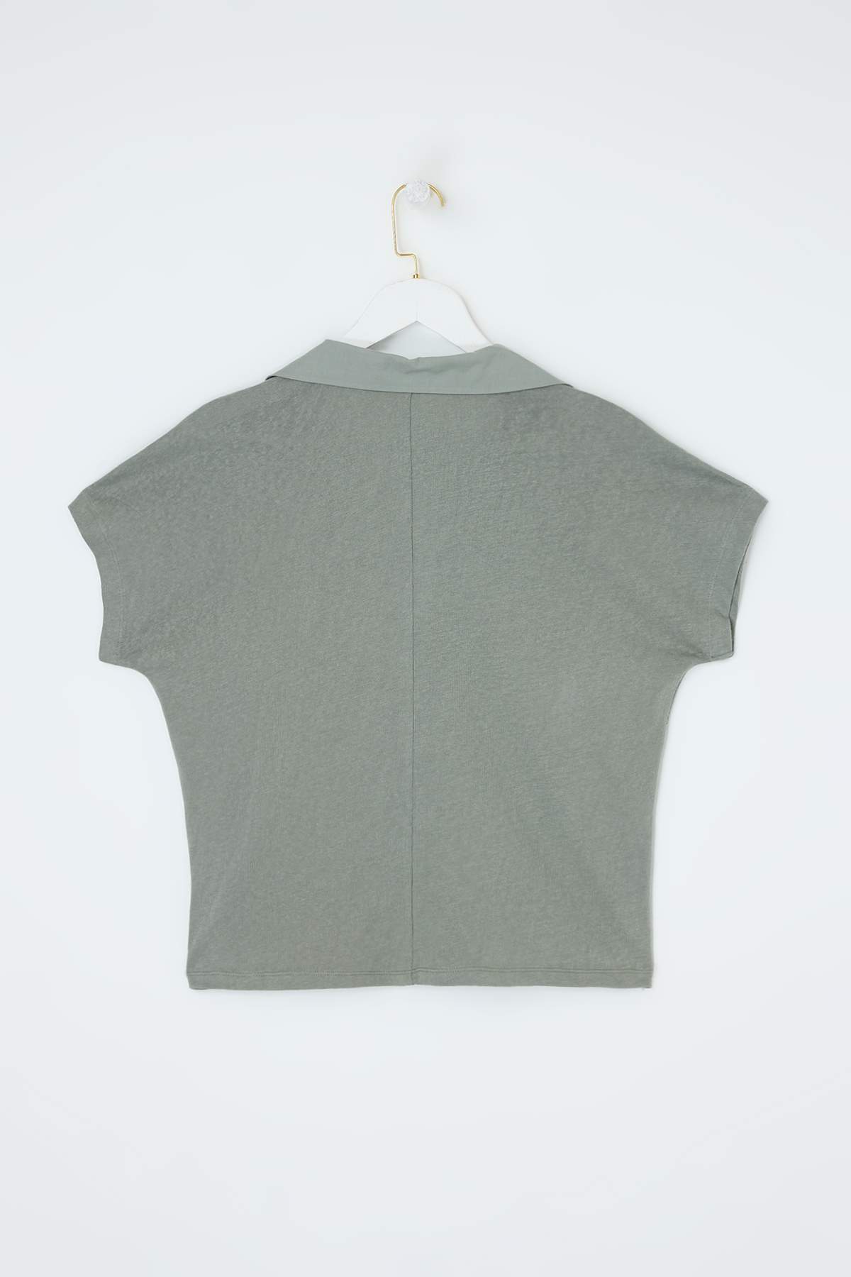 Trendyolmilla  Haki Regular/Normal Kalıp Polo Yaka Düşük Kol Örme T-Shirt TWOSS26TS00078 - Görsel 6