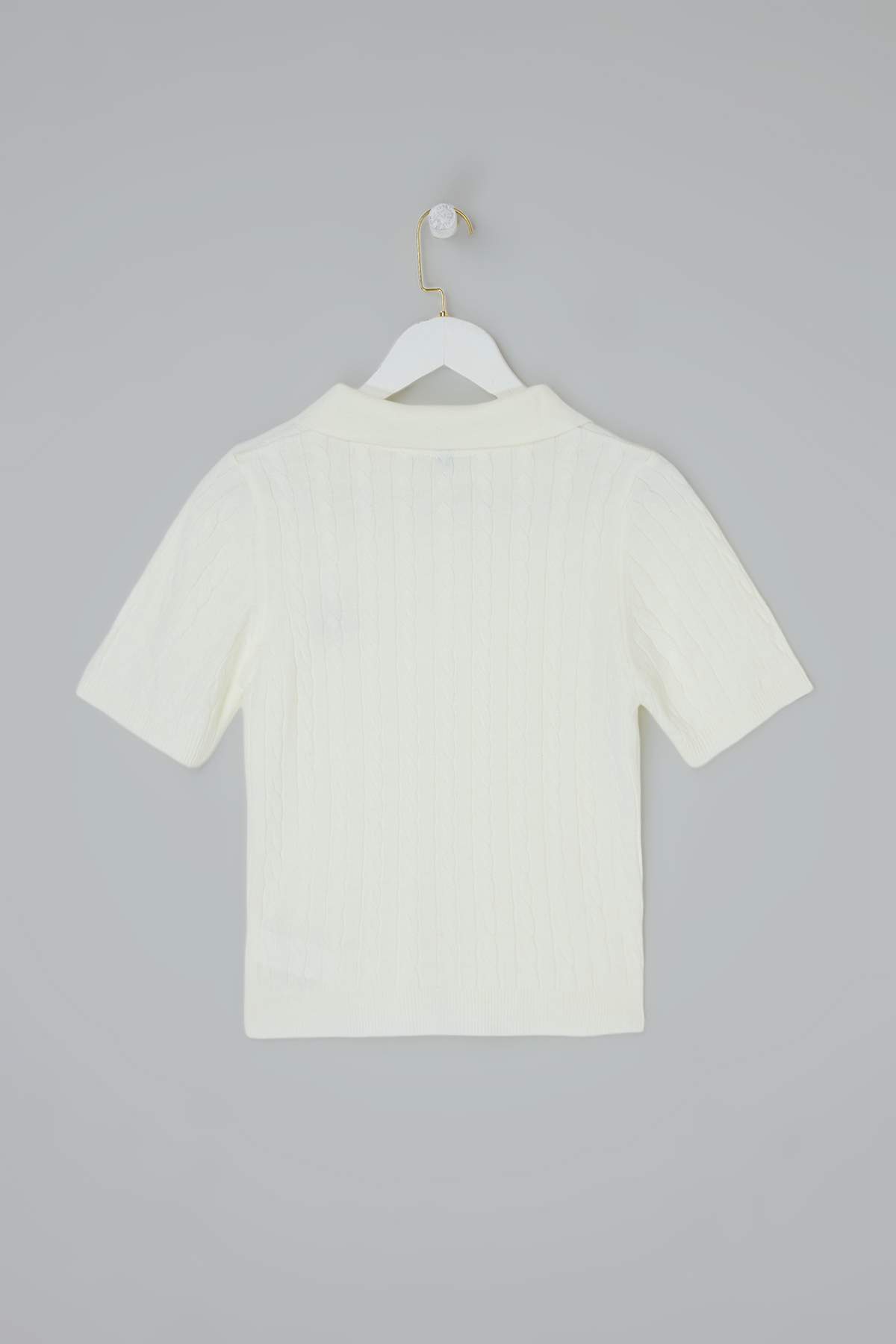 Trendyolmilla  Ekru At Nakışlı Polo Yaka Saç Örgü Triko Bluz TWOSS26BZ00163 - Görsel 6