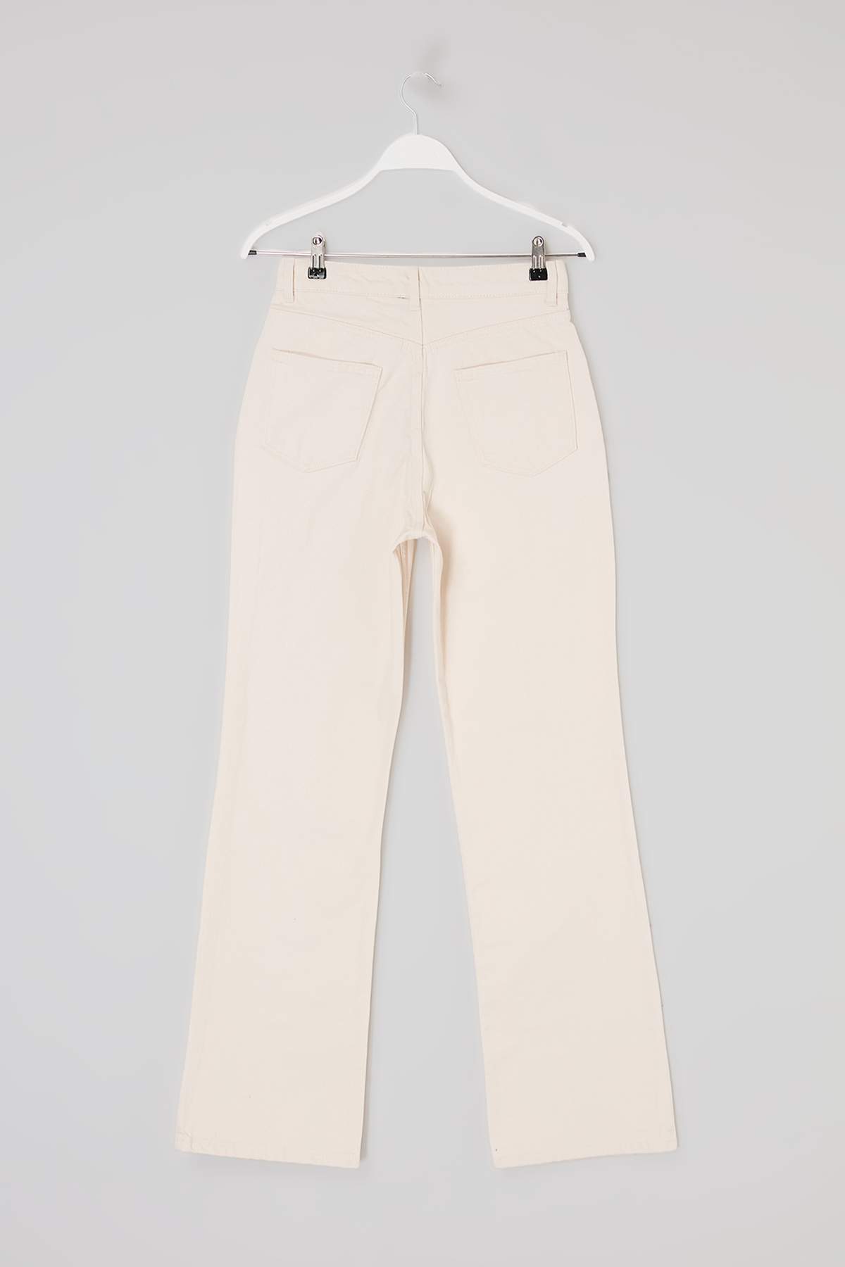 Trendyolmilla  Ekru Yüksek Bel Straight/Düz Kesim %100 Pamuk Jeans TWOAW26JE00025 - Görsel 6