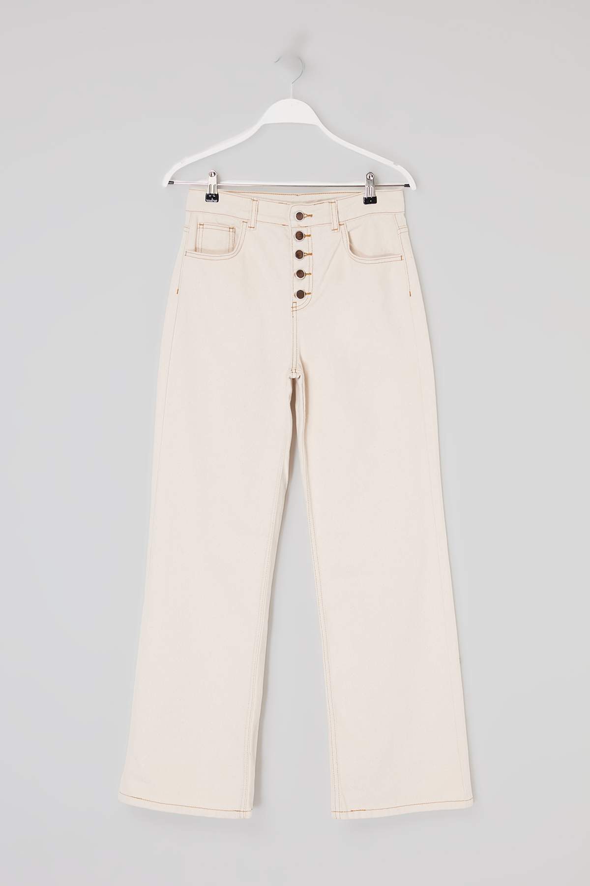 Trendyolmilla  Ekru Yüksek Bel Straight/Düz Kesim %100 Pamuklu Jeans TWOSS26JE00183 - Görsel 5