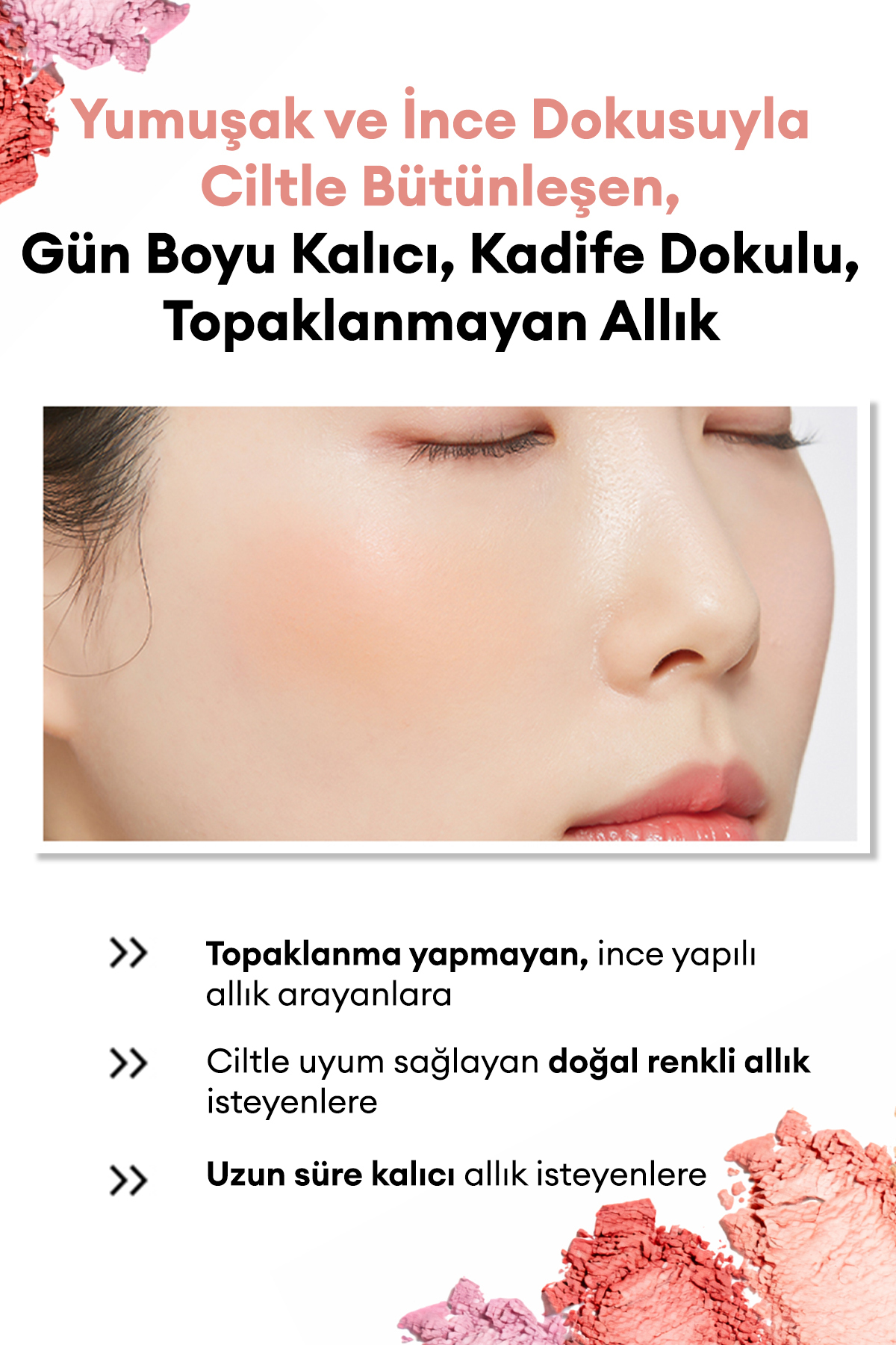 رژگونه نخی بادوام، یکدست کننده پوست، مخملی و بدون ایجاد توده (رژگونه قدیمی) — صورتی ۱۰۰۳۴ — تصویر 4 از 9