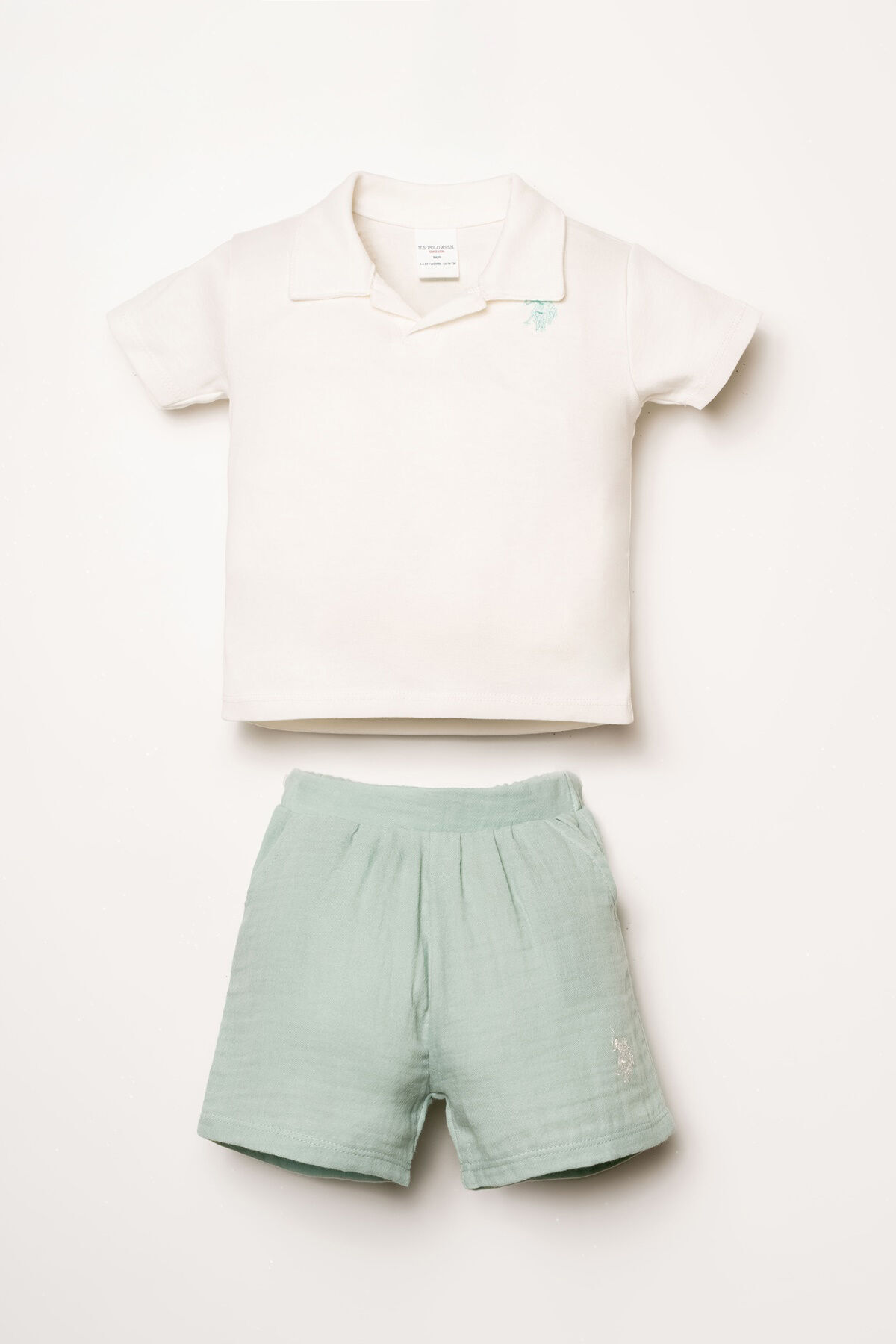 U.S. Polo Assn. Baby Boy Green Shorts Set