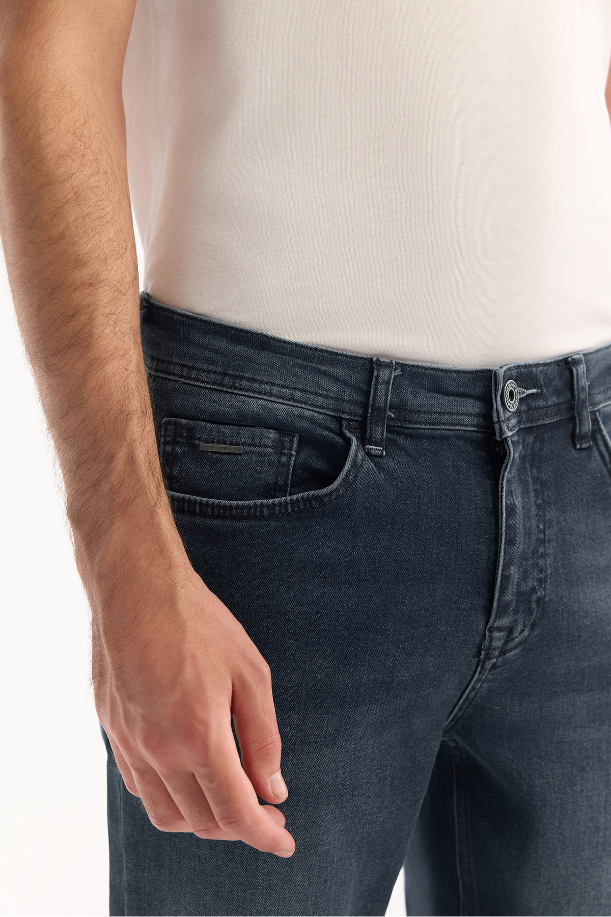 Avva  Erkek Lacivert Eskitme Yıkamalı Esnek Berlin Slim Fit Jean Pantolon A42Y3519 - Görsel 5