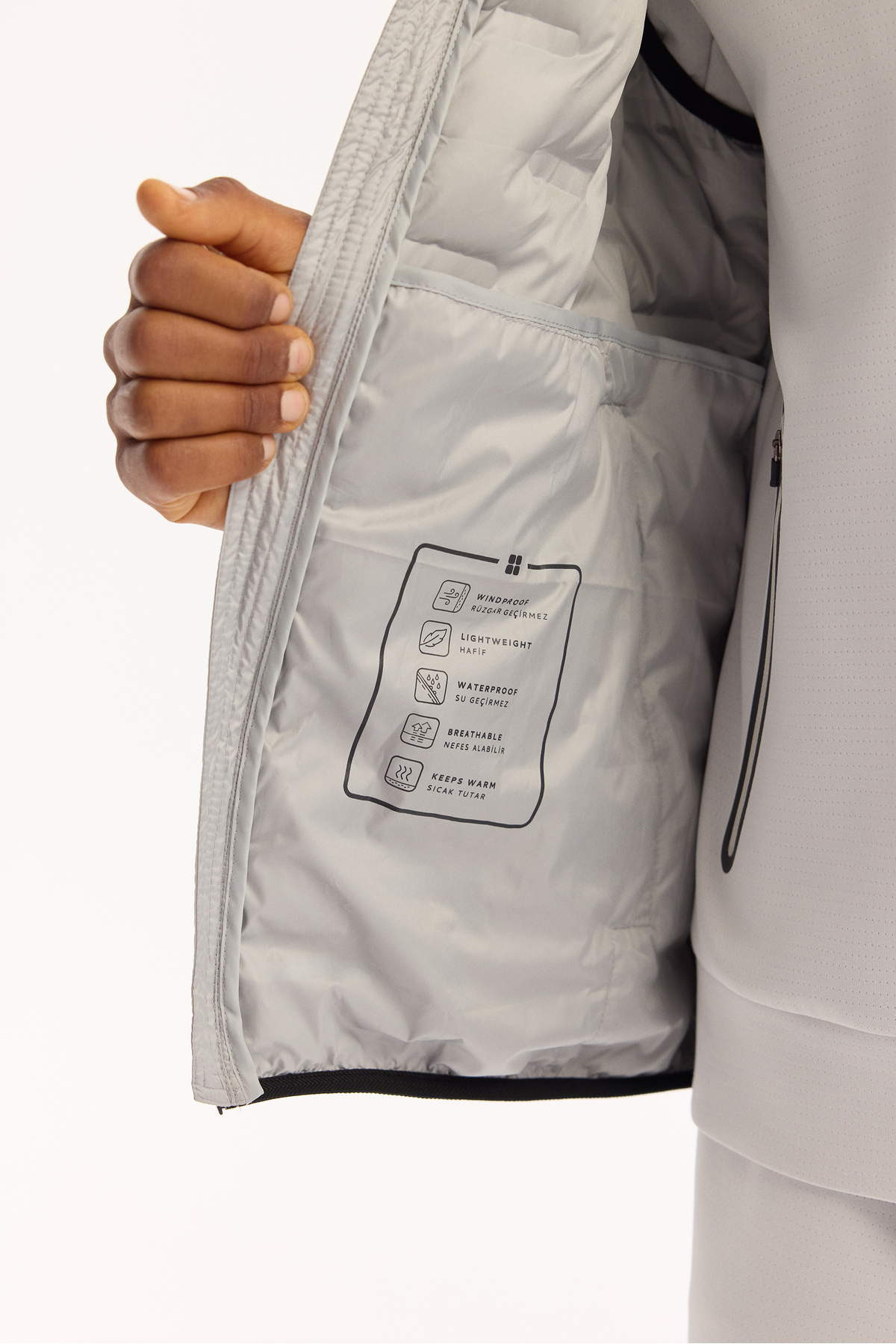 Avva  Erkek Gri Dik Yaka Su İtici Rüzgar Geçirmez Hafif Şişme Comfort Fit Yelek A52Y6583 - Görsel 5