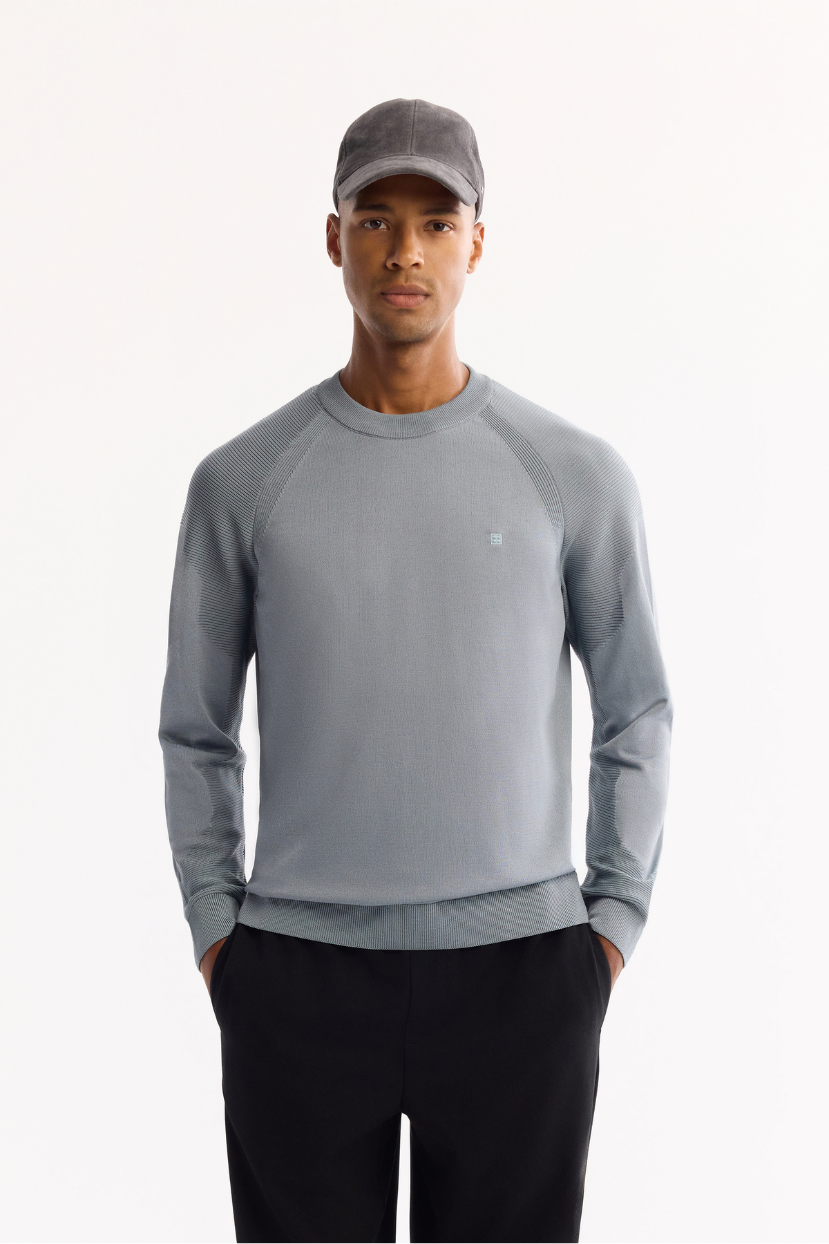 Avva  Erkek Mavi Bisiklet Yaka Dokulu Triko Regular Fit Kazak A52Y5083