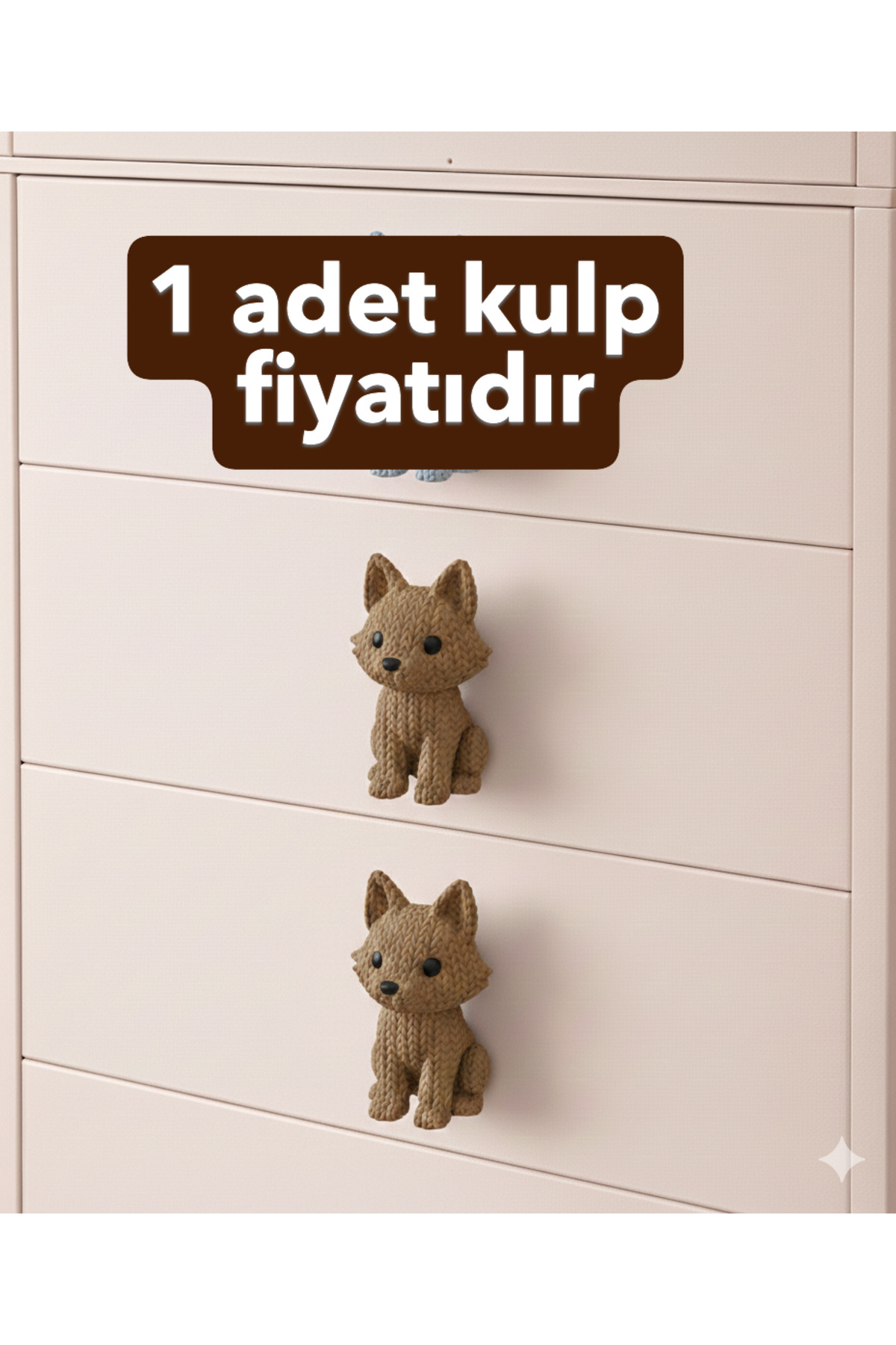 Rekatech KURT FİGÜRLÜ KULP Çocuk Odası Örgü Desenli Dekoratif Çekmece Kulpu Hayvan Figürlü Dolap Kulbu fotoğrafı 5 (önizleme)