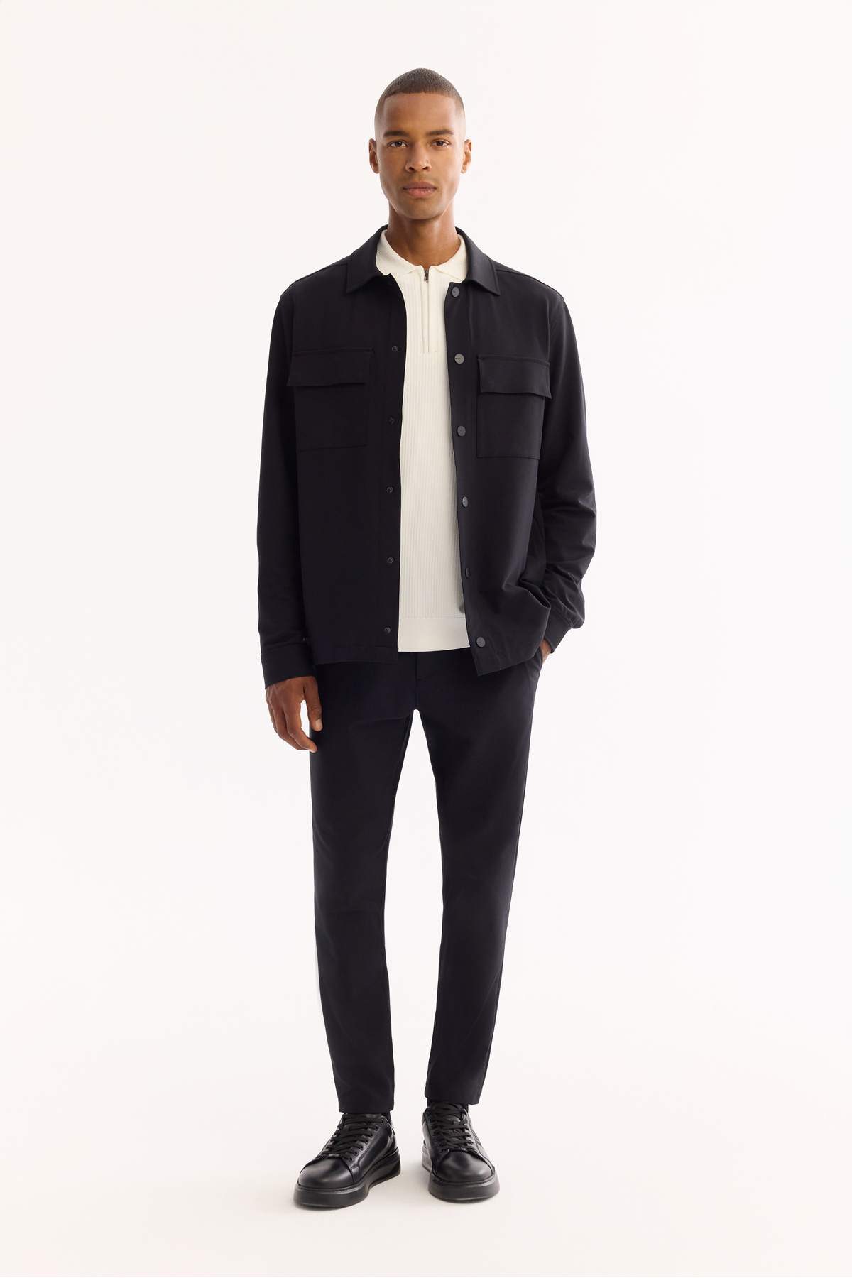 Avva  Erkek Siyah Klasik Yaka Hızlı Kuruyan Non-Iron Comfort Fit Gömlek Ceket A52Y2118 - Görsel 6