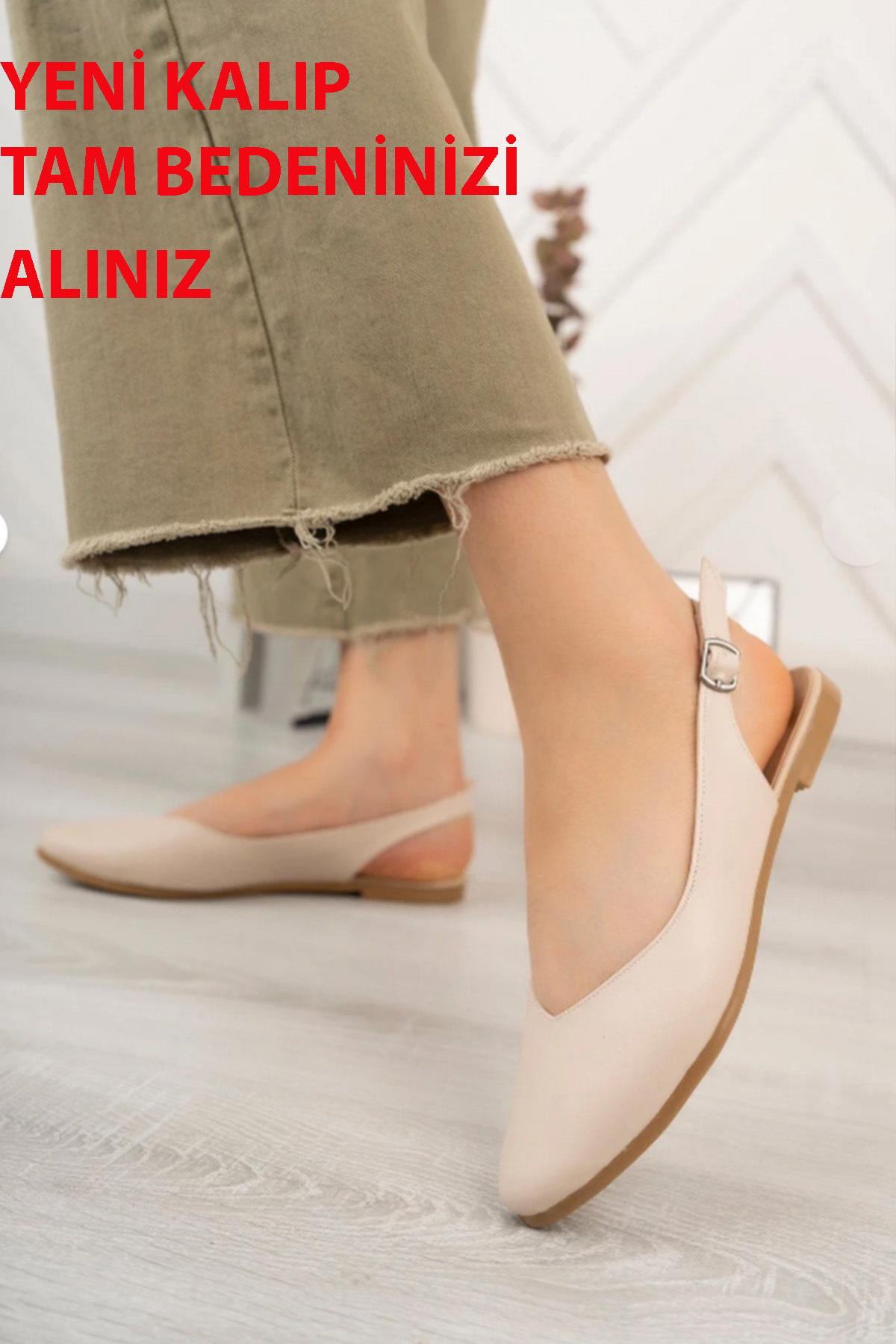 Preshley  Kadın Misty Krem Cilt Arkası Acık Sivri Burun Günlük Babet - Görsel 4