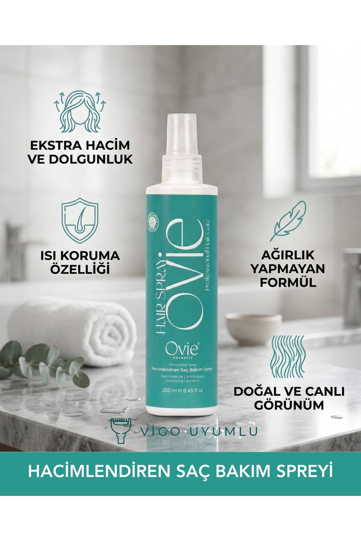 Deniz Tuzu Hacim Veren Saç Spreyi 250 ml – Volumizing Hair Spray Isı Koruyucu — hcmvrcspry — تصویر 3 از 7