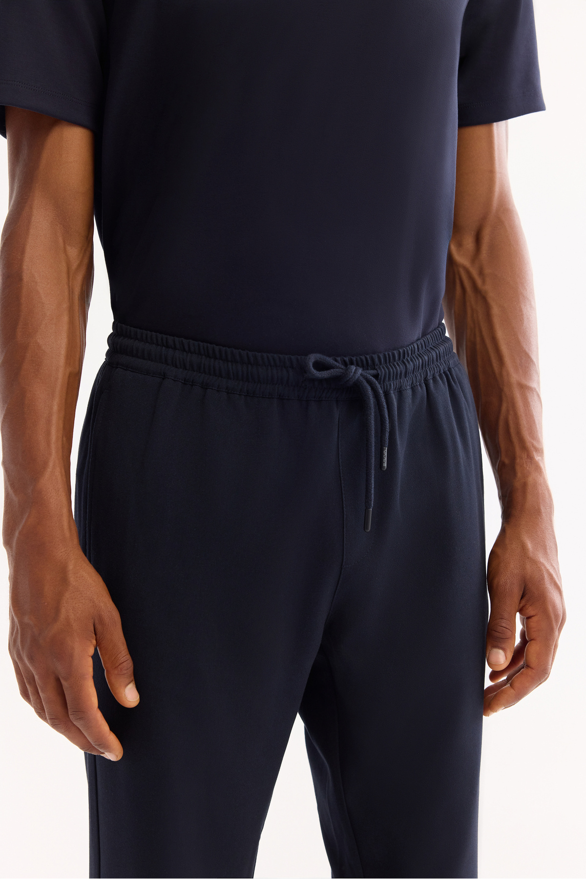 Avva  Erkek Lacivert Beli Lastikli Bağcıklı Duble Paça Jogger Relaxed Fit Pantolon E003000 - Görsel 5