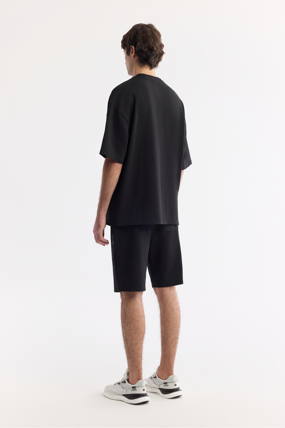 Avva  Erkek Siyah Bisiklet Yaka Baskılı Bi-Stretch 2 İplik Oversize Fit T-Shirt A51Y1082 - Görsel 4