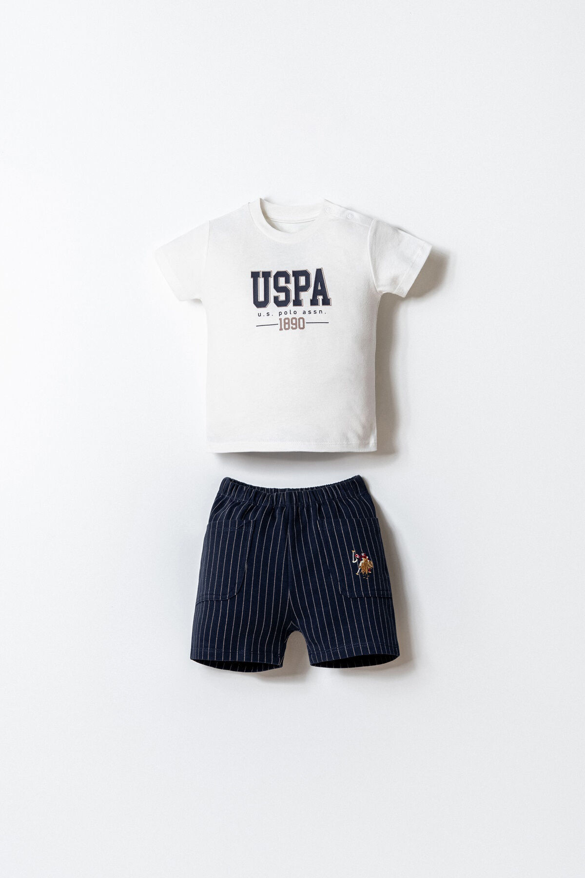 U.S. Polo Assn. Baby Boy White Shorts Set