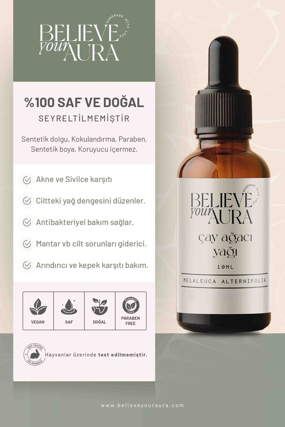 Çay Ağacı Yağı - %100 Saf Ve Organik Cilt Ve Saç Bakım Yağı - Tea Tree Oil - 10 ml — ATYCAY — تصویر 2 از 7