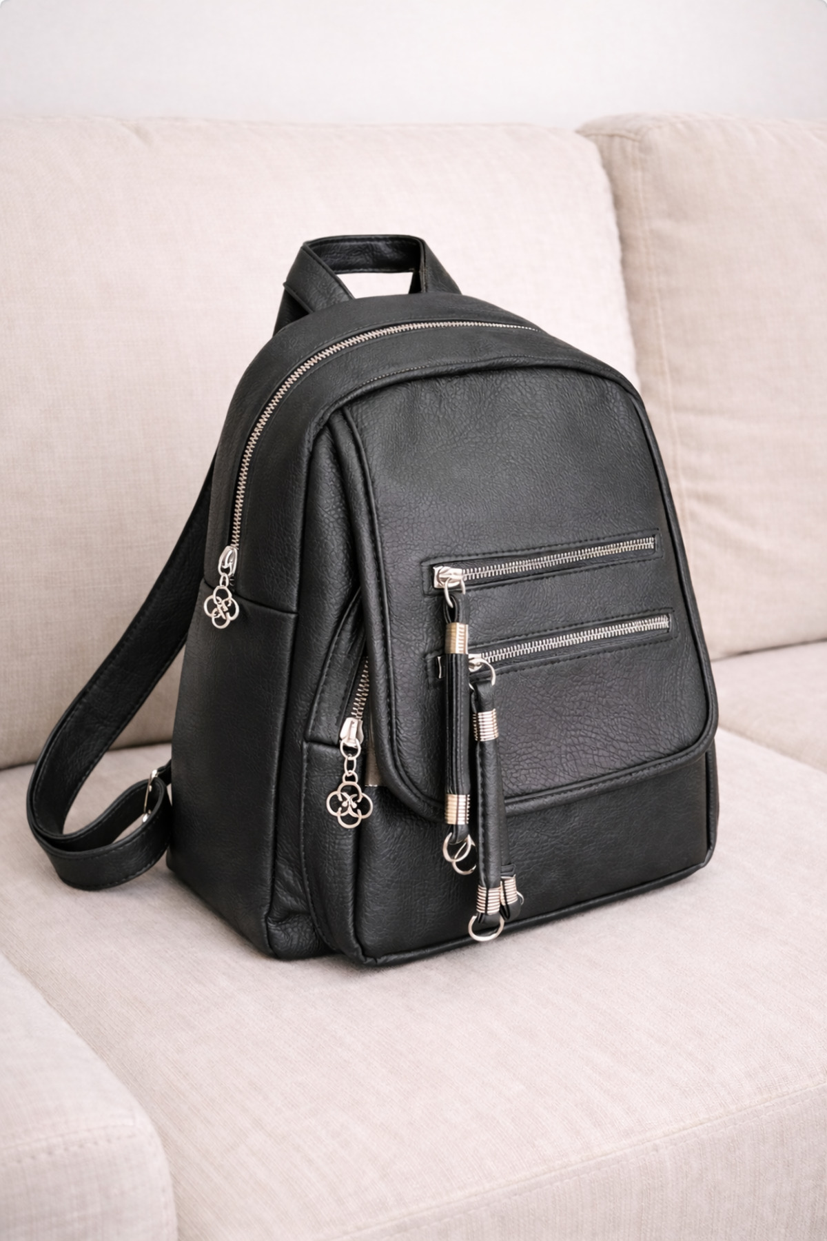 MILANOFOX  Kadın Mini Çok Bölmeli Deri Sırt Çantası – Kapaklı Cep Detaylı Günlük Kullanım Çantası