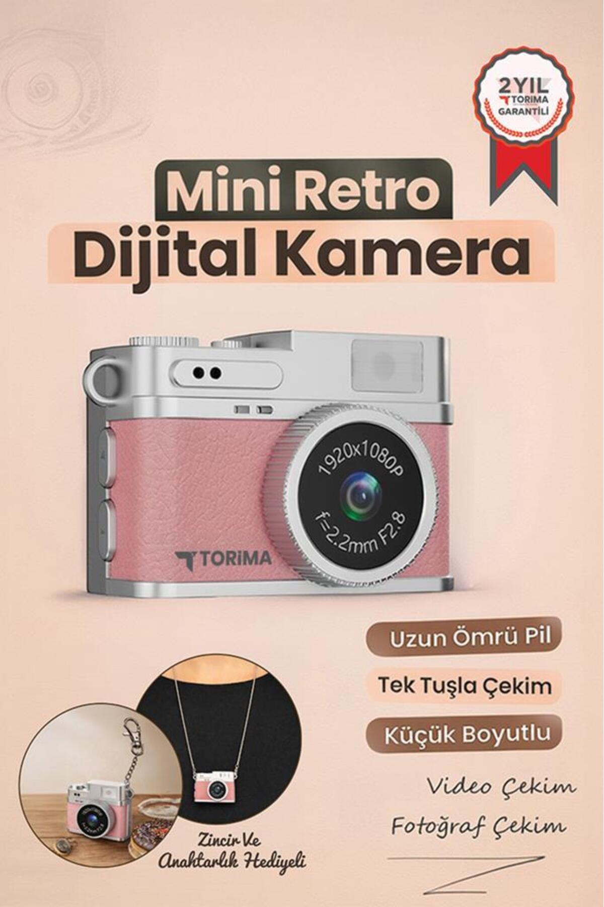 Mini Digital Camera Selfie Video Vlog Camera Mini Keychain 1080P CMR35 Pink