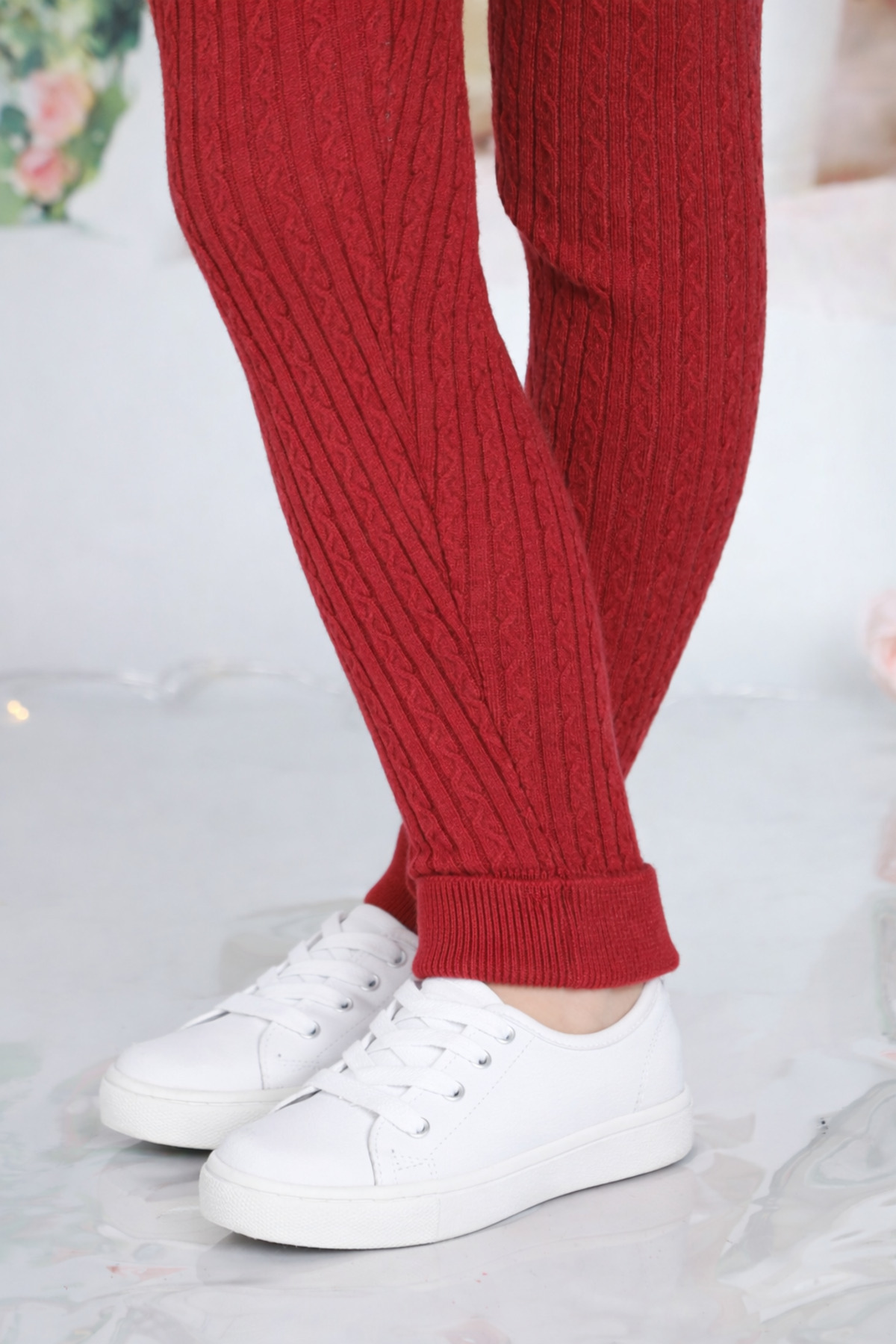 KUEZA KIDS Kız Çocuk Yumuşak Dokulu Saç Örgülü Tayt 20KUSTYT028 fotoğrafı 4 (önizleme)