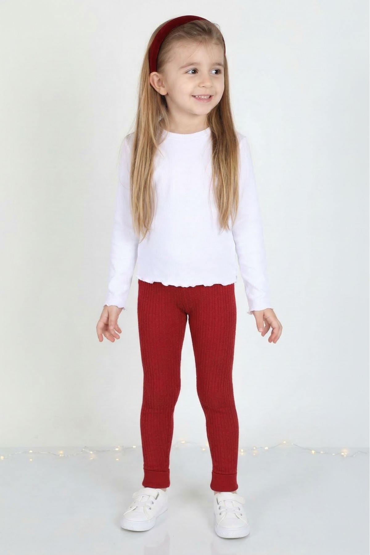 KUEZA KIDS Kız Çocuk Yumuşak Dokulu Saç Örgülü Tayt 20KUSTYT028 fotoğrafı 3 (önizleme)