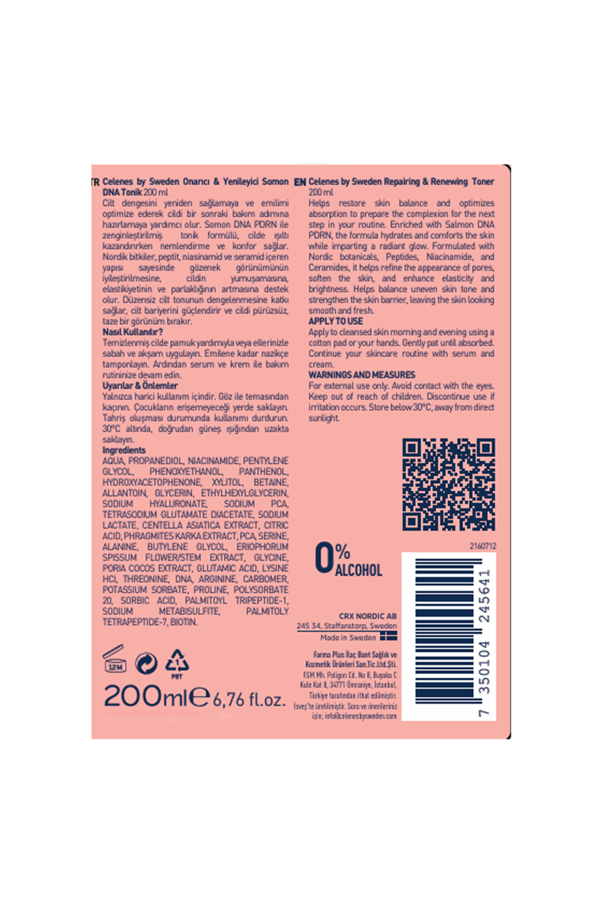 Somon DNA PDRN Gözenek Sıkılaştırıcı & Cilt Tonu Eşitleyici Tonik, 200 ml — 7350104245641 — تصویر 7 از 7