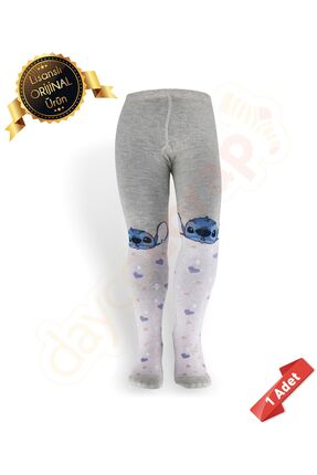 Stitch Orijinal Lisanslı Stitch Desenli Gri Külotlu Çorap-dl15610709-stklt