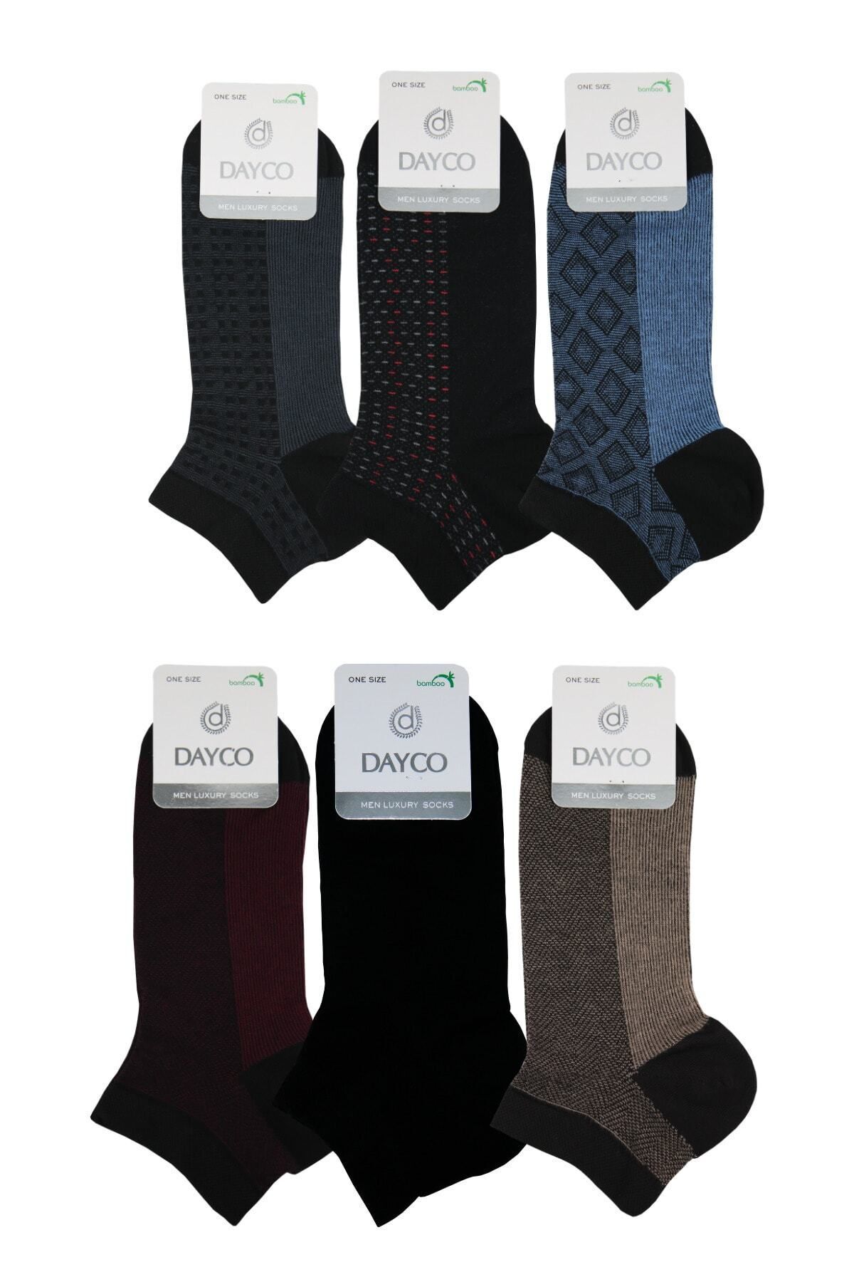 DAYCO  Premium Dikişsiz Erkek Bambu Patik Çorap 6'lı Jakarlı Asorti Set - 41-45 - 10500-J - Görsel 2