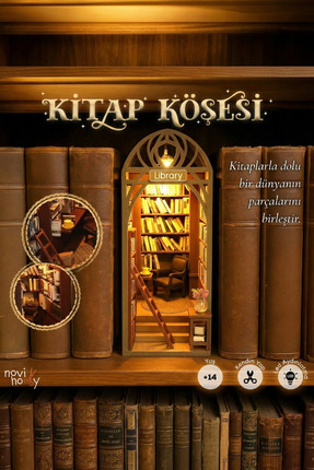 NoviHobby Minyatür Maket Ev Kitaplık Dekorasyonu Led Aydınlatmalı Maket Ev