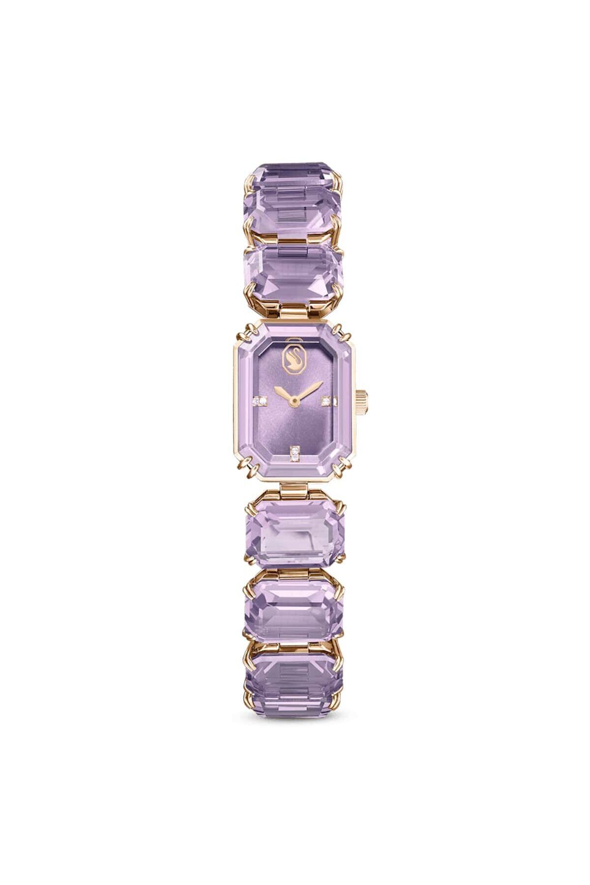 Watch, Octagonal Cut Bracelet, Purple, Champagne Gold Surface
