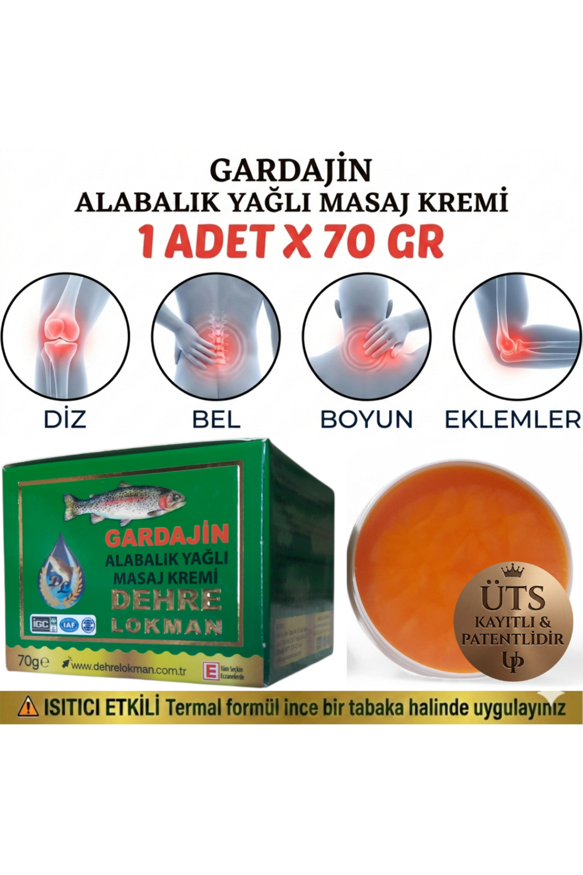 Dehre Lokman Gardajin Alabalık Yağı Masaj Kremi 70 gr(Diz,Bel,Boyun,Kas ve eklem İçin) — med-001