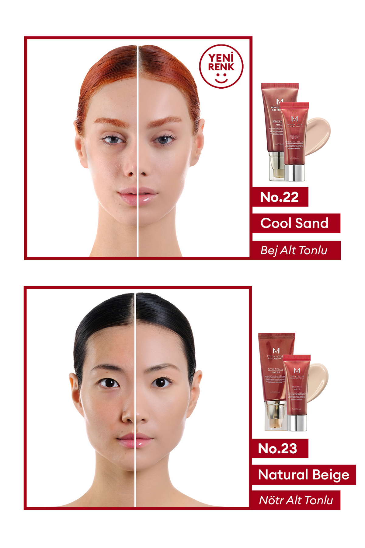 کرم پودر M Perfect Cover BB Cream Ex SPF42PA+++ شماره 20، 20 میلی‌لیتر، یک کرم چند منظوره با پوشش عالی. — بژ 10053 — تصویر 6 از 9
