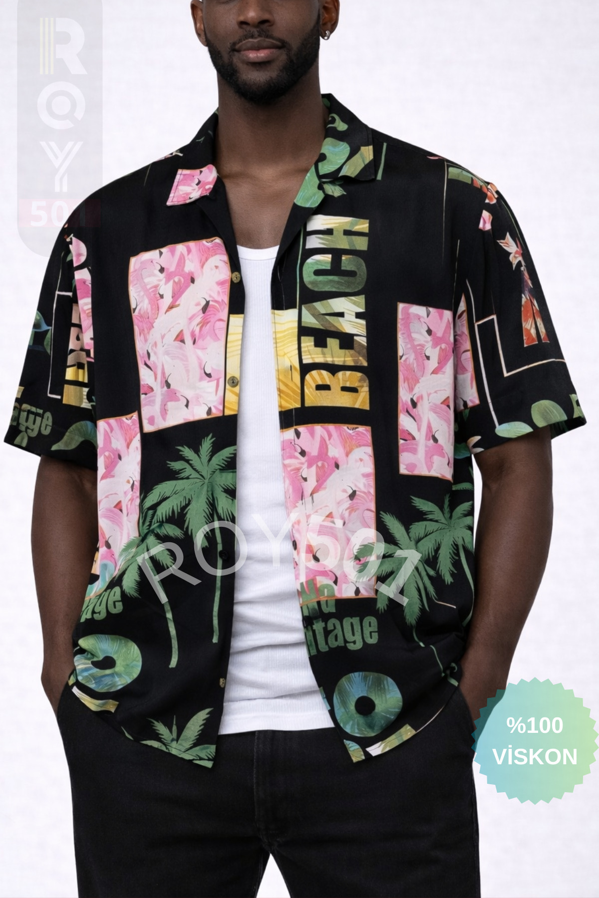 Men's Short Sleeve Shirt Patterned Short Sleeve Shirt Summer Shirt Men's Oversize Shirt Black Shirt