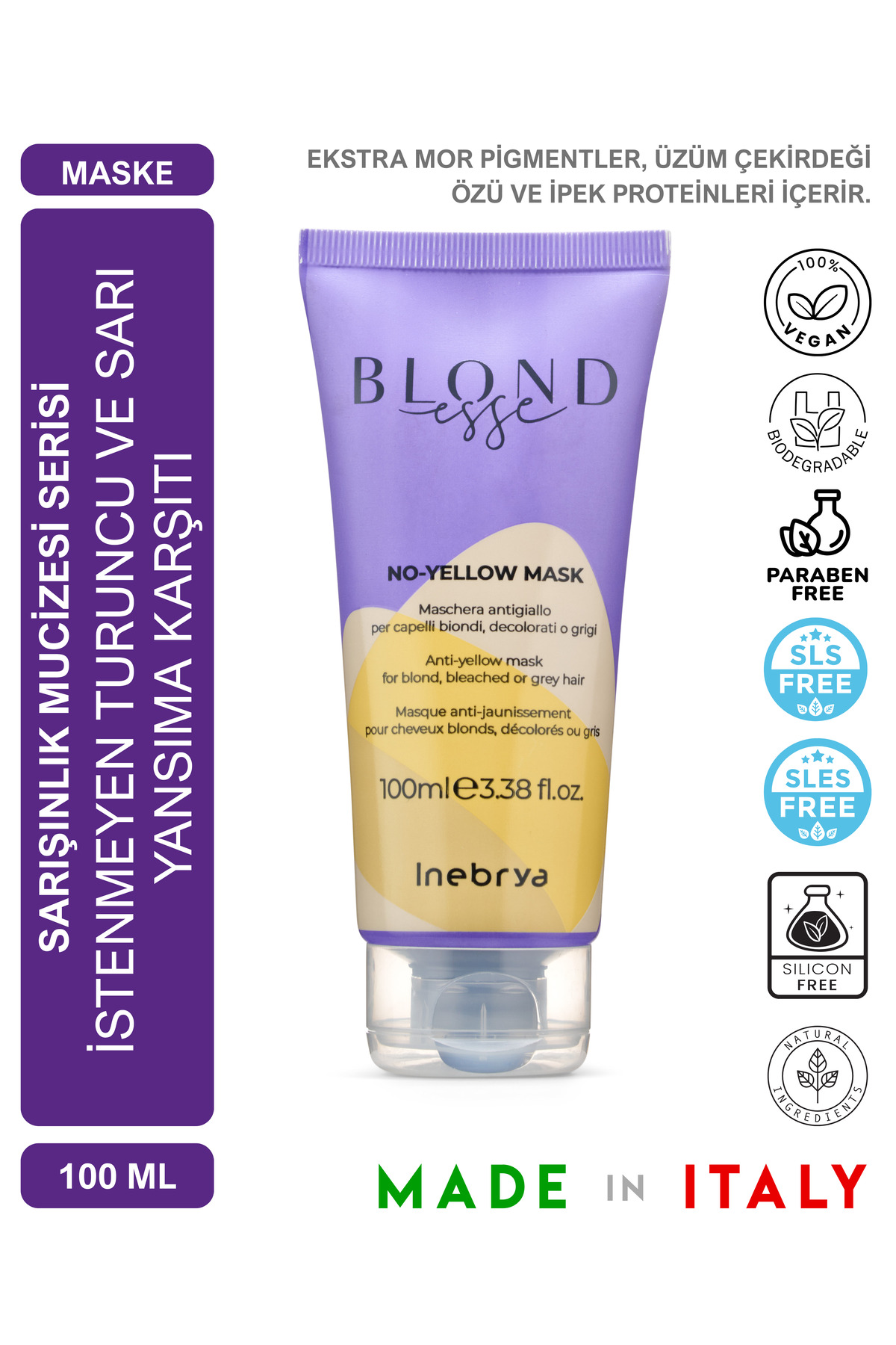 Inebrya Blondesse No-yellow (SİLVER) Maske 100ml — 8008277262635