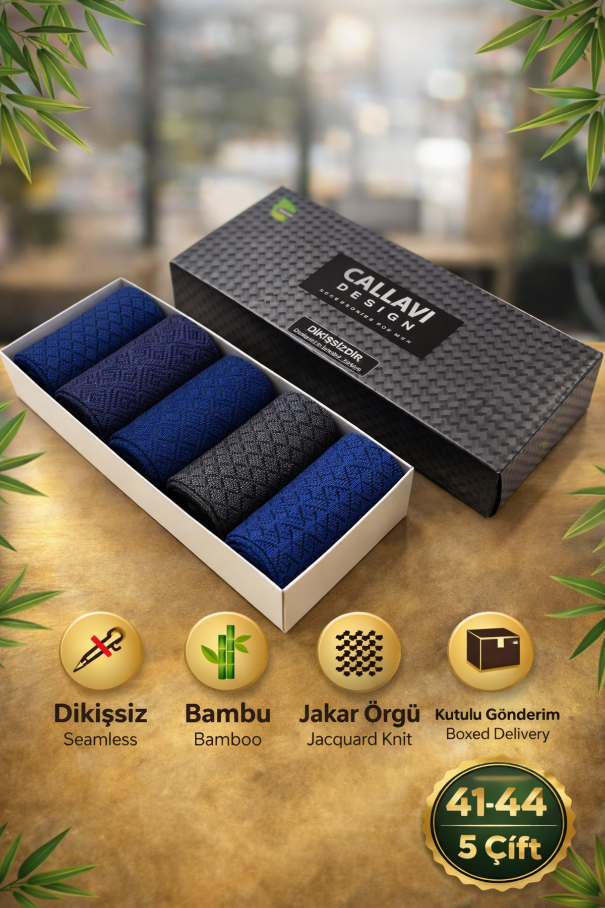 CALLAVI  Bambu Jakarlı Dikişsiz Erkek Çorap Kutulu - Görsel 2