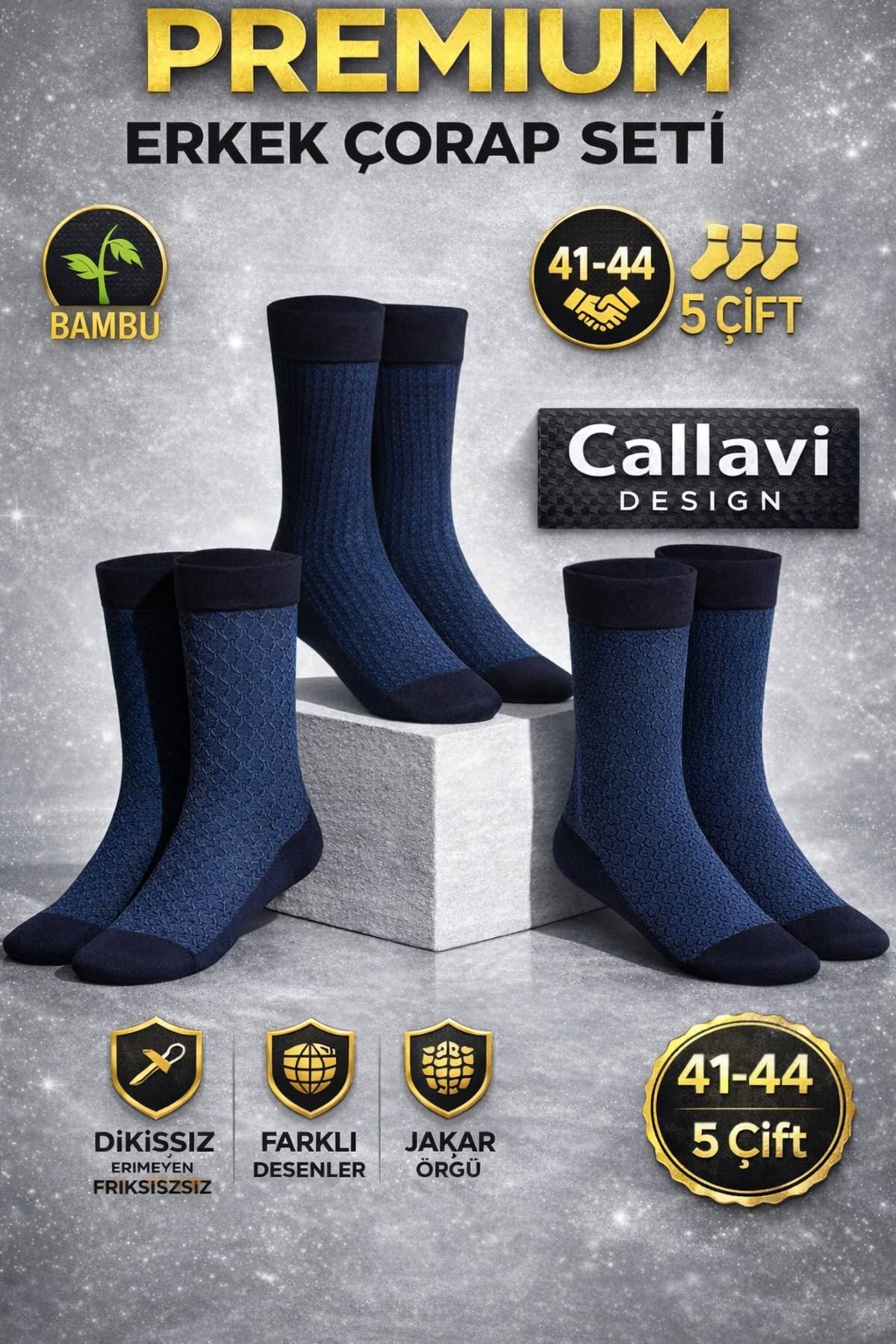 CALLAVI  Bambu Jakarlı Dikişsiz Erkek Çorap Kutulu - Görsel 5