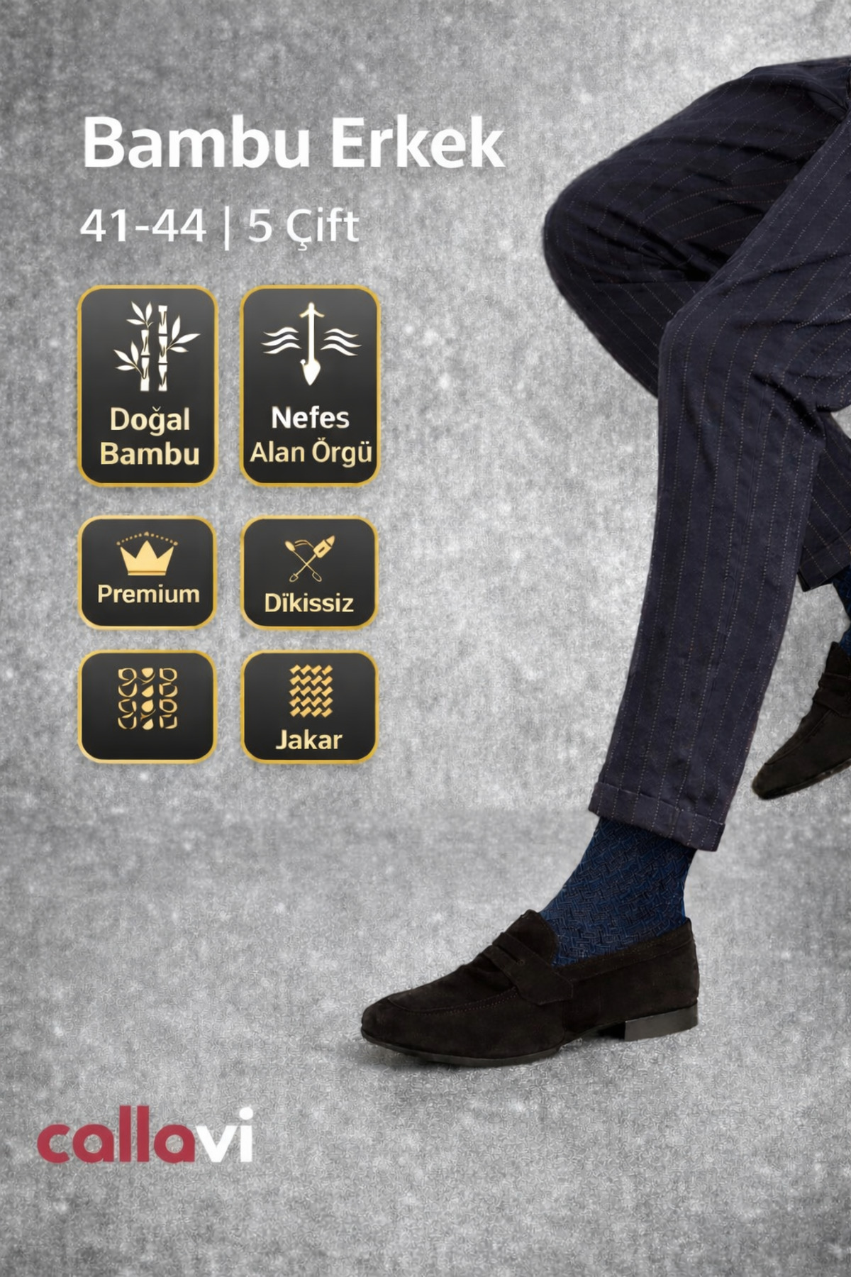 CALLAVI  Bambu Jakarlı Dikişsiz Erkek Çorap Kutulu - Görsel 7