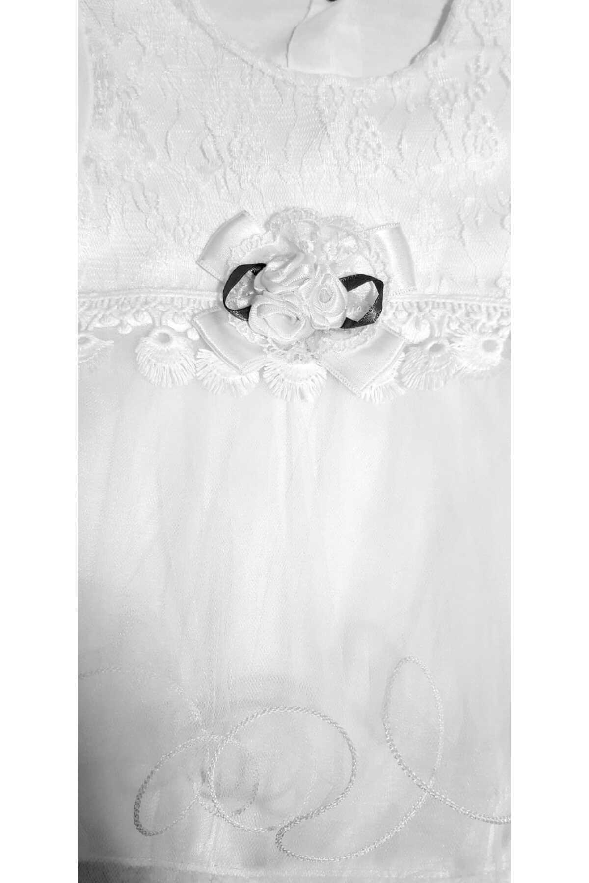 NOMİRO Nomiro-dantel Tüllü Bandanalı Prenses Bebek Elbisesi Gelinlik fotoğrafı 7 (önizleme)