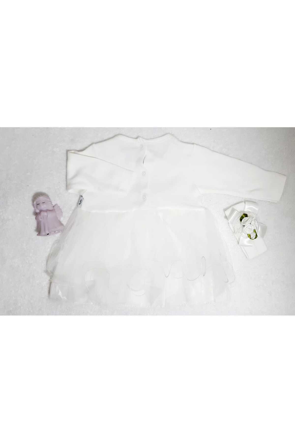 NOMİRO Nomiro-dantel Tüllü Bandanalı Prenses Bebek Elbisesi Gelinlik fotoğrafı 4 (önizleme)