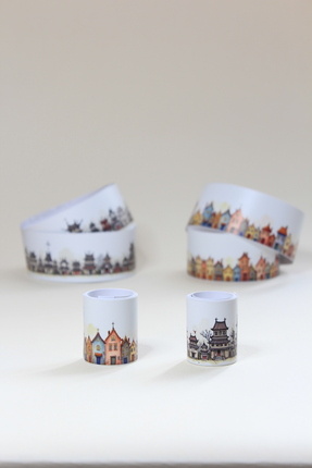 Leapin Craft Tuhaf Evler -Set4- Washi Tape/Washi Bandı/Bullet Journal/Scrapbo...