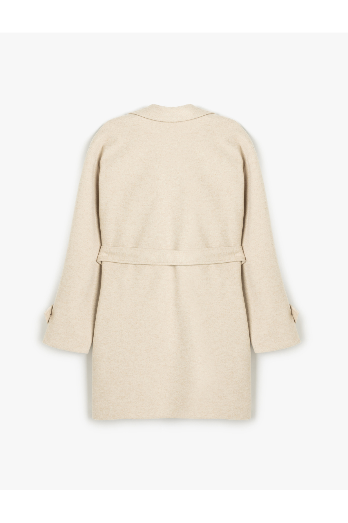 Koton  Uzun Kollu Kemerli Cepli Kruvaze İnce Kaşe Kaban - Görsel 4