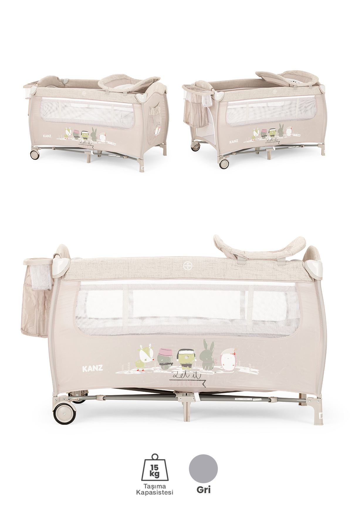 Kanz Pretty Park Yatak ve Oyun Parkı Gri fotoğrafı 5 (önizleme)