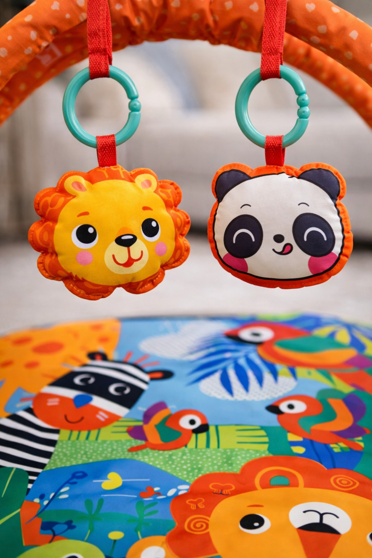 BebeMango Jungle Play Halısı Bebek Aktivite Halısı Oyuncaklı Oyun Halısı Minderi Zürafalı fotoğrafı 4 (önizleme)