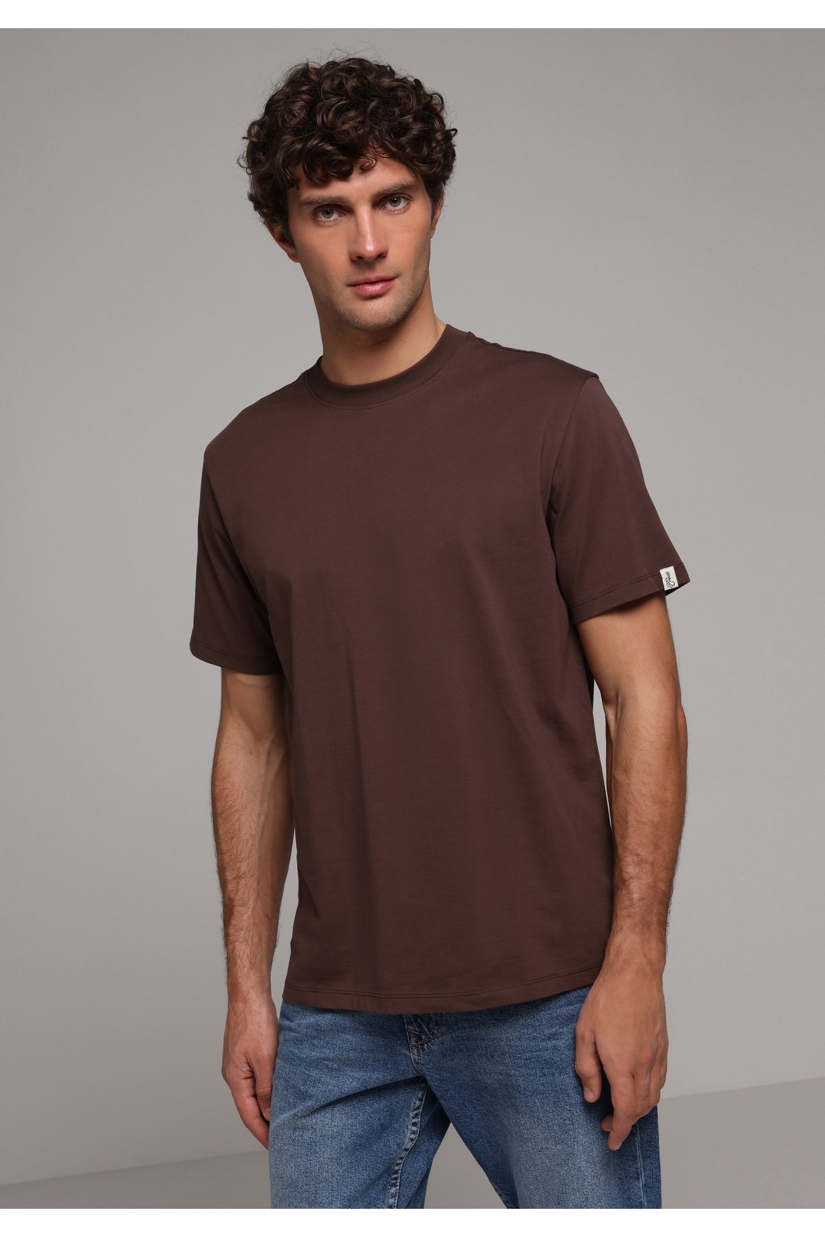 Colin’s  Comfort Fit Yuvarlak Yaka Düz Erkek Kahverengi Kısa Kol Tişört