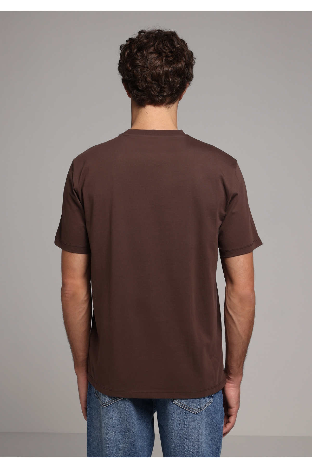 Colin’s  Comfort Fit Yuvarlak Yaka Düz Erkek Kahverengi Kısa Kol Tişört - Görsel 2