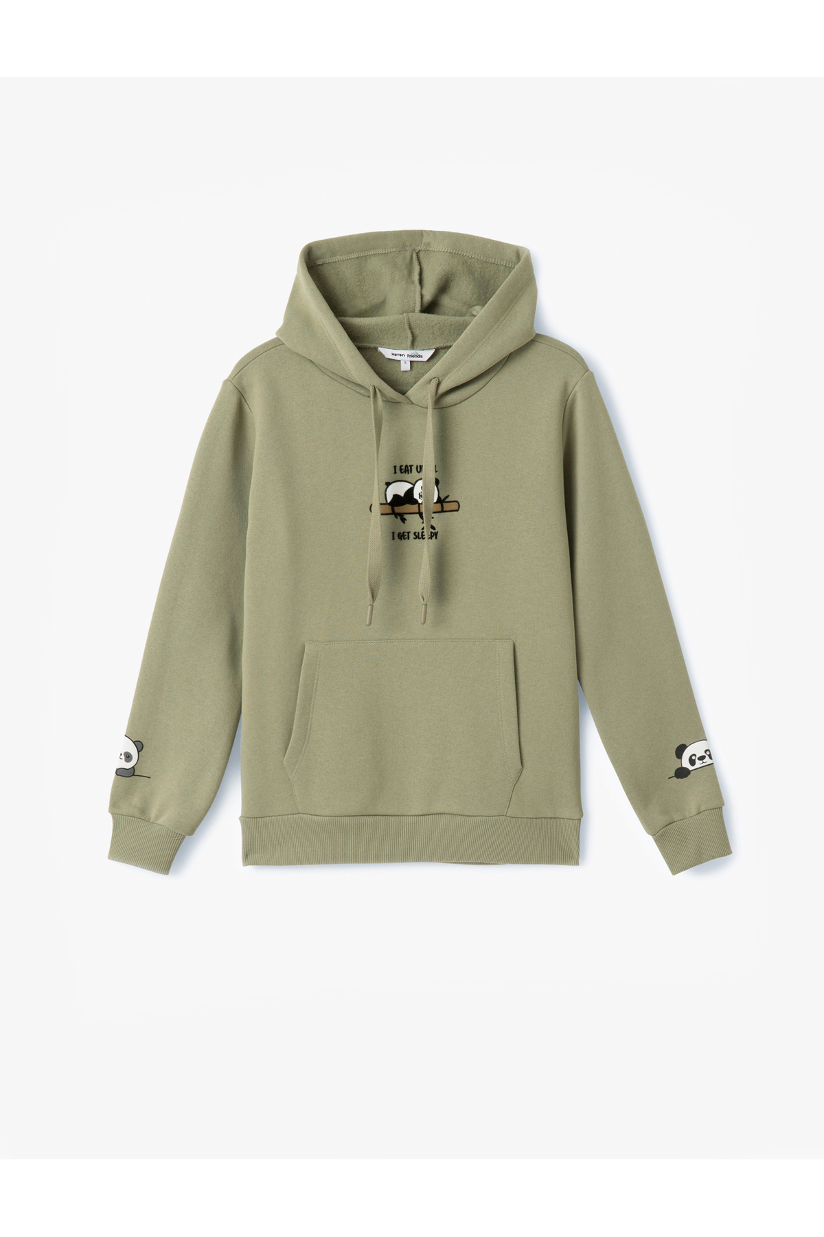 Koton  Panda Baskılı Kapüşonlu Kanguru Cepli Şardonlu Oversize Sweatshirt - Görsel 3