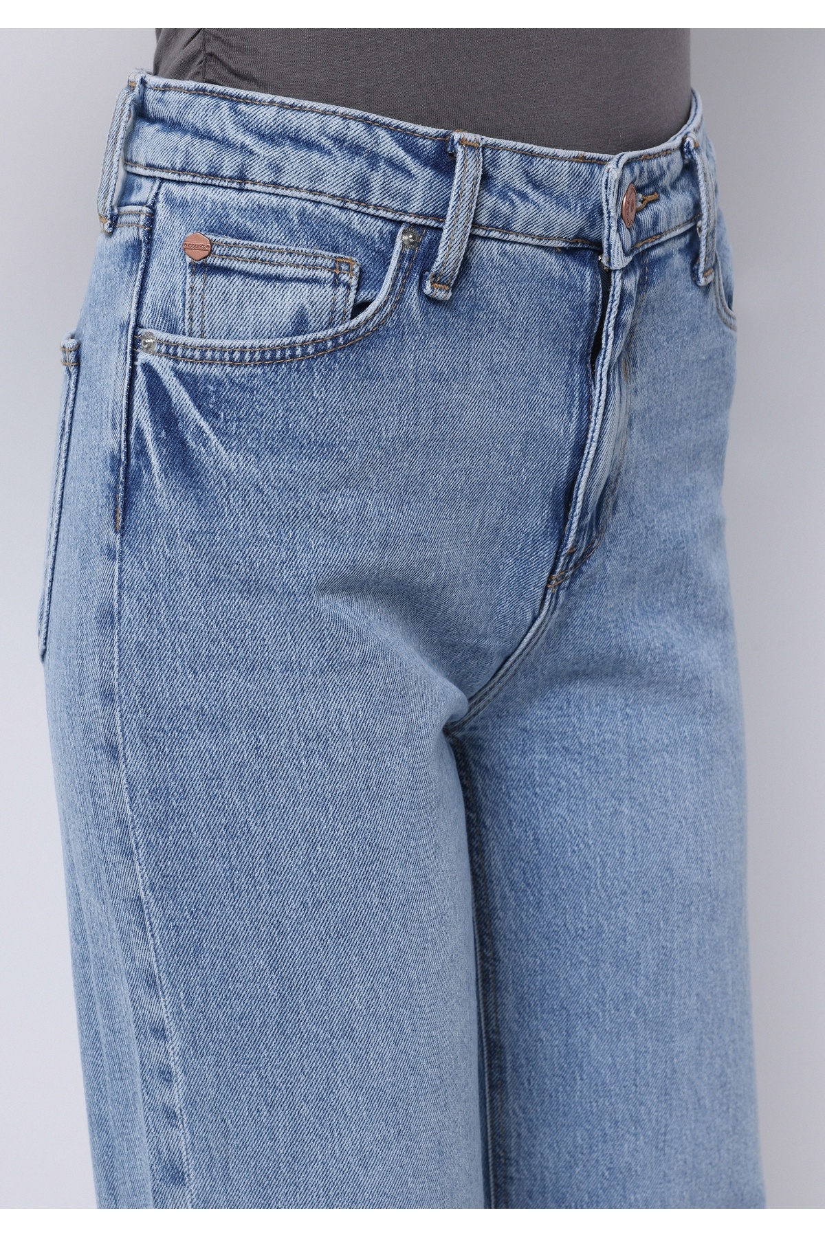 Colin’s  Regular Fit Yüksek Bel Geniş Paça Kadın İndigo Jean Pantolon - Görsel 6